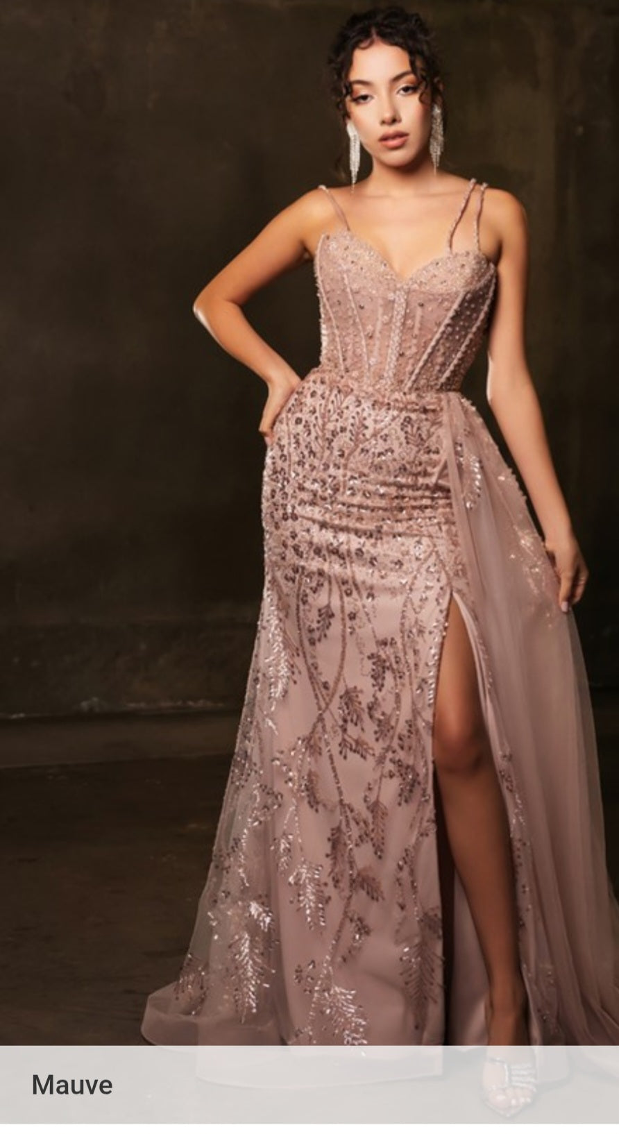SLEEVELESS BEADED DRAPE SHEATH GOWN