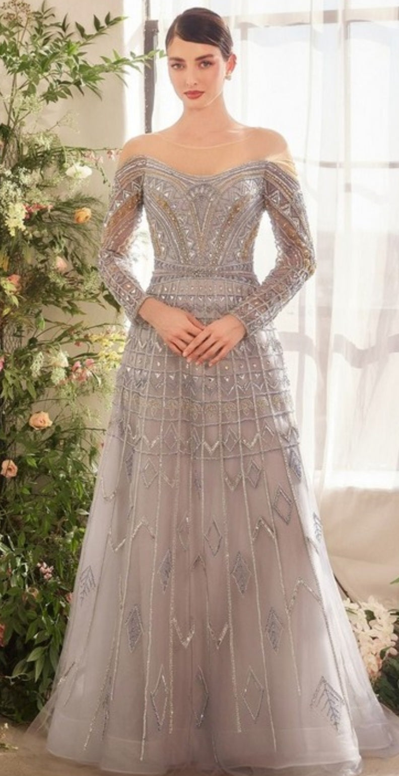 BYZANTINE BEADED LONG SLEEVE GOWN