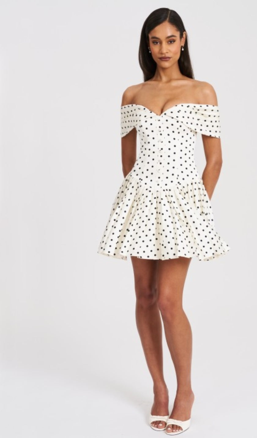 MISS CIRCLE EDELINE POLKA DOT MINI DRESS