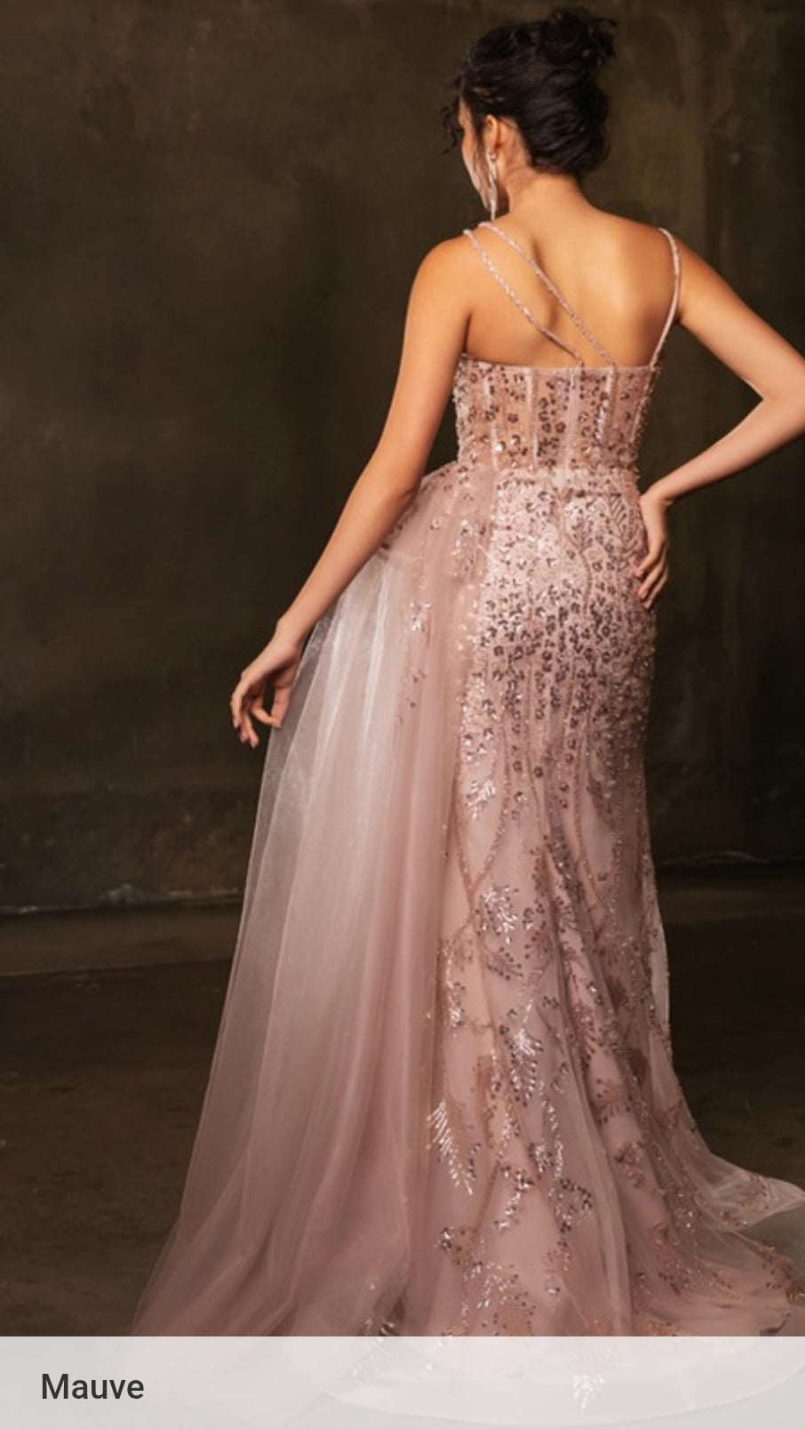 SLEEVELESS BEADED DRAPE SHEATH GOWN