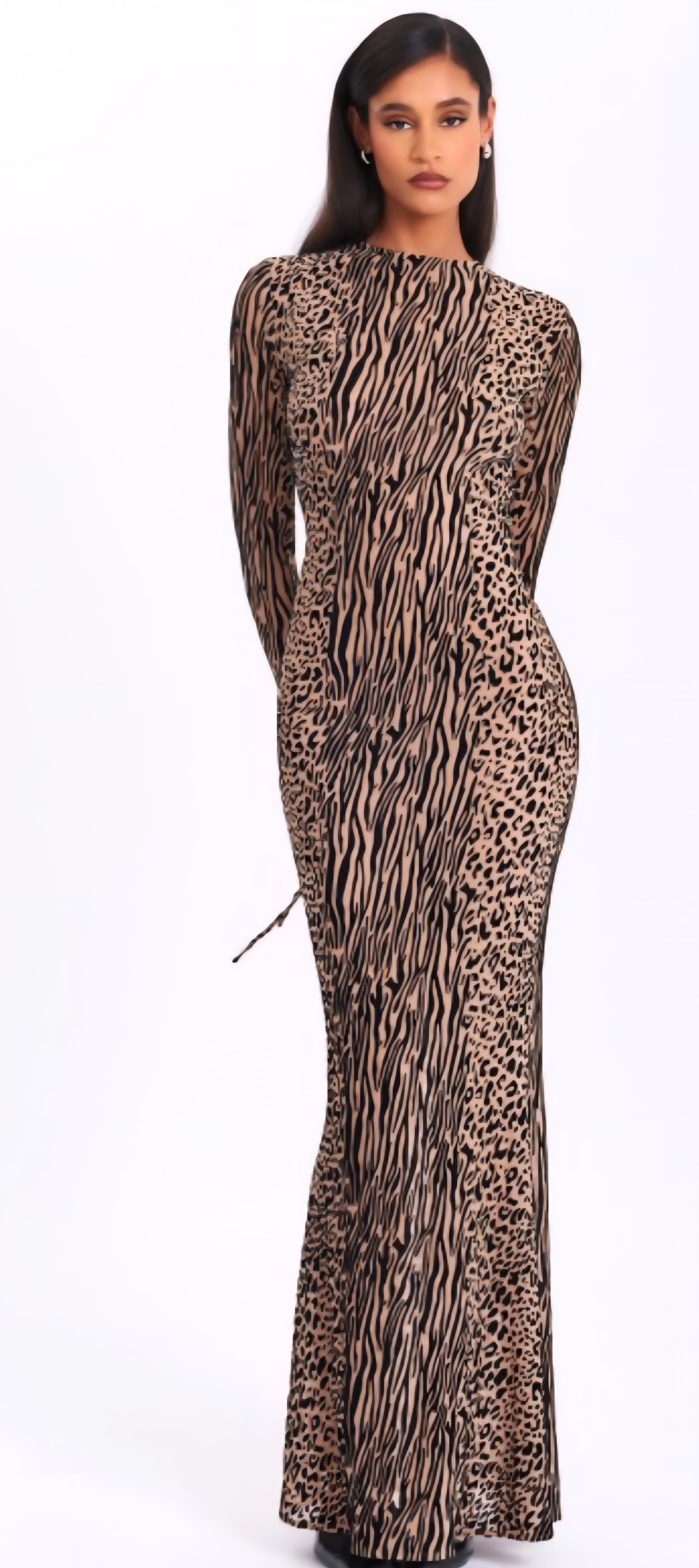 MISS CIRCLE WAYLYNN BURNOUT BACKLESS MAXI DRESS