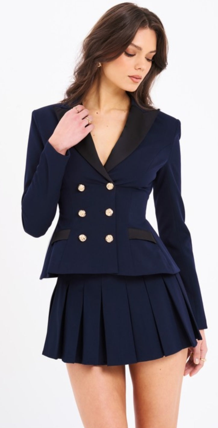 MISS CIRCLE NASIA DOUBLE BREASTED BACKLESS BLAZER
