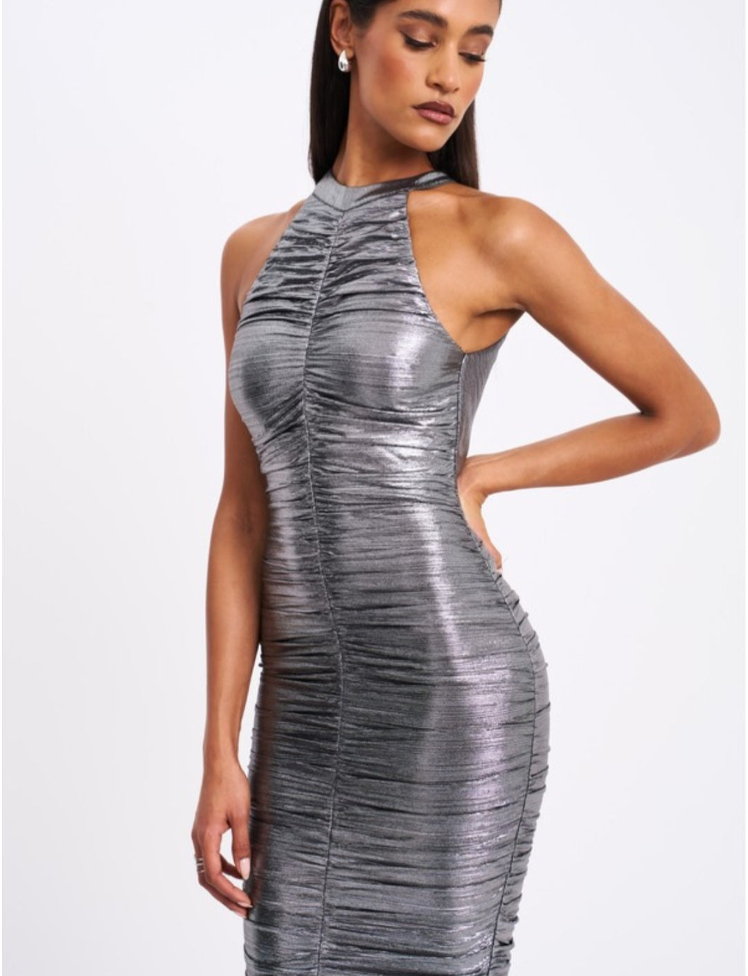MISS CIRCLE ABRIL RUCHED BACKLESS GOWN