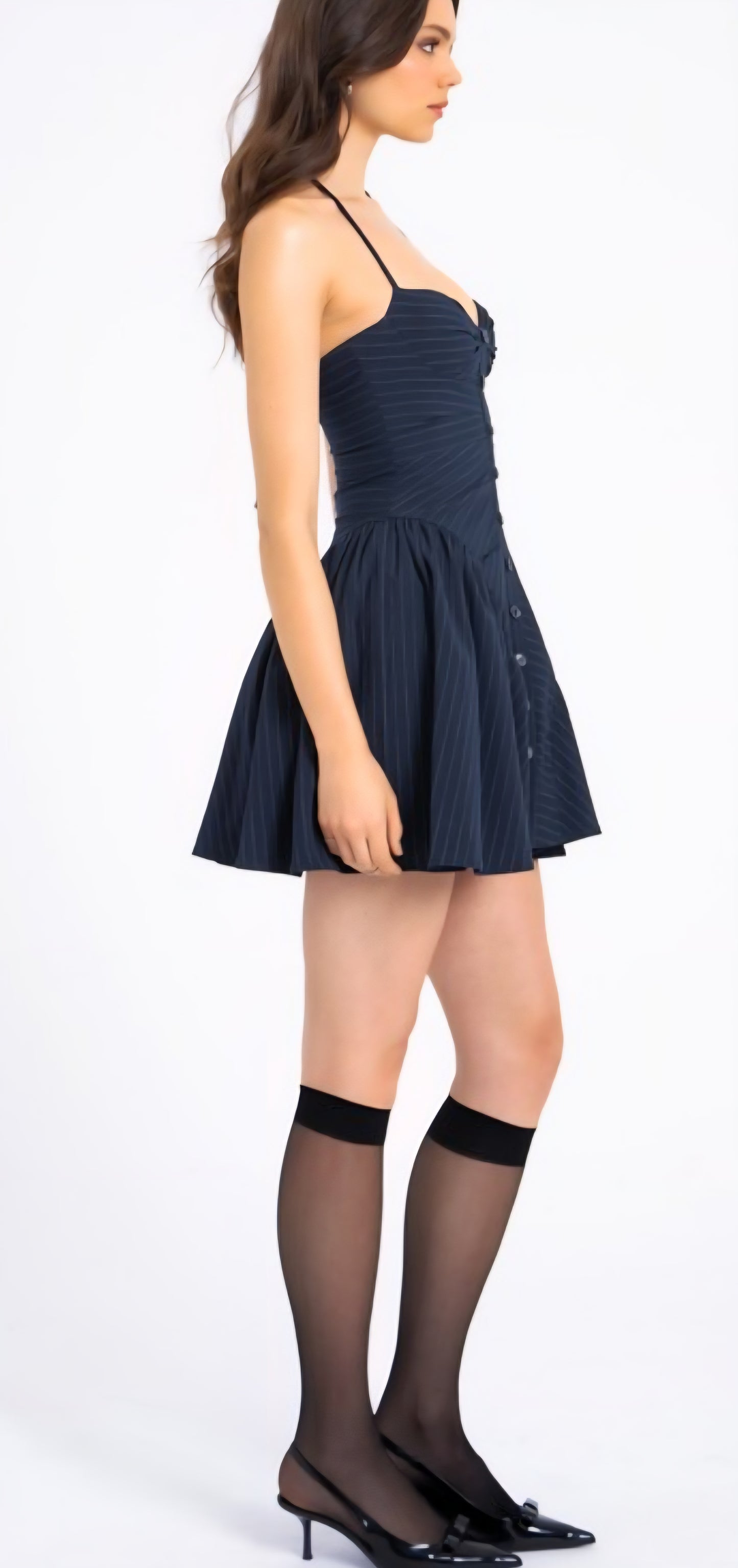 MISS CIRCLE MELODY PLAID TWEED HALTER DRESS
