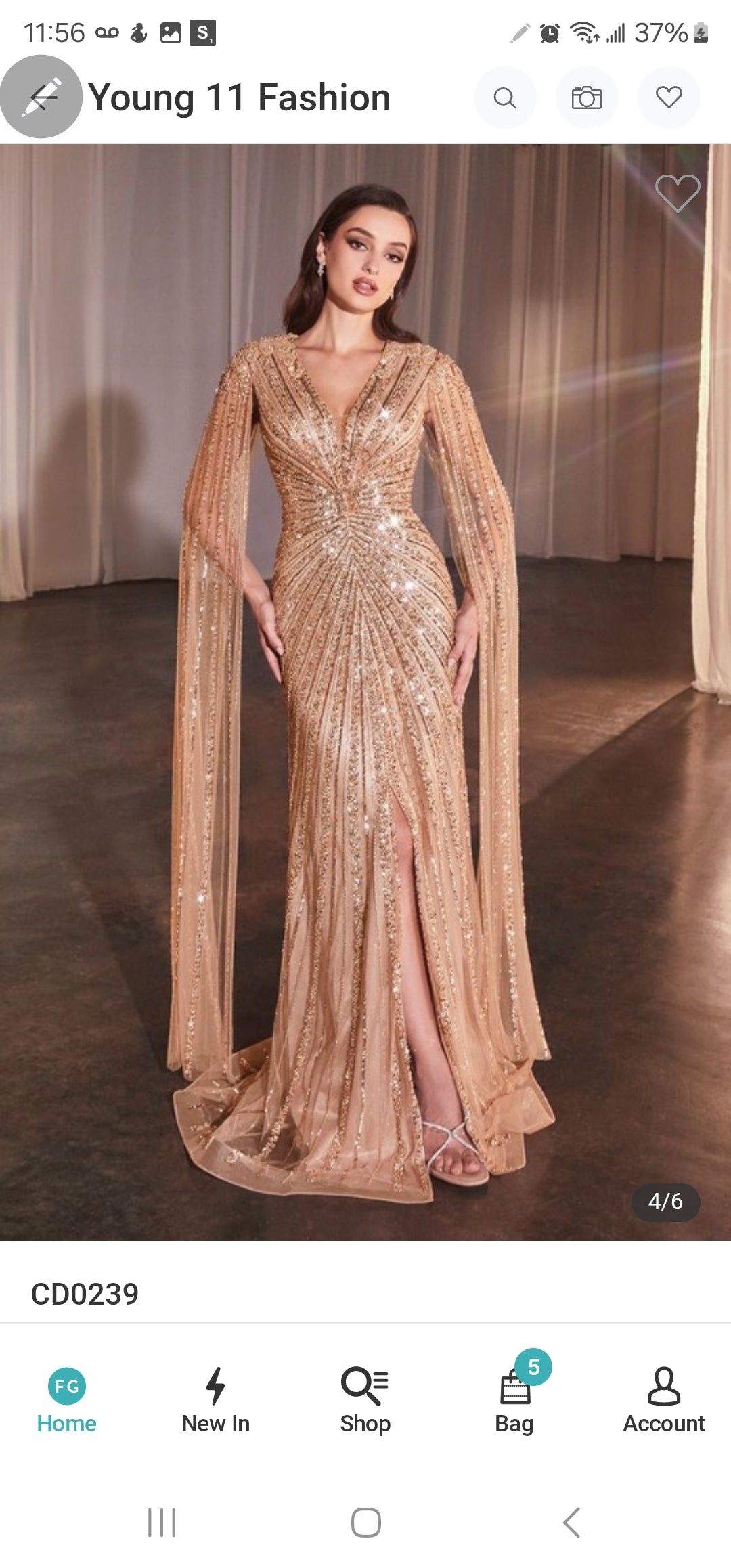 BEADED FITTED GOWN WITH CAPE SLEEVES