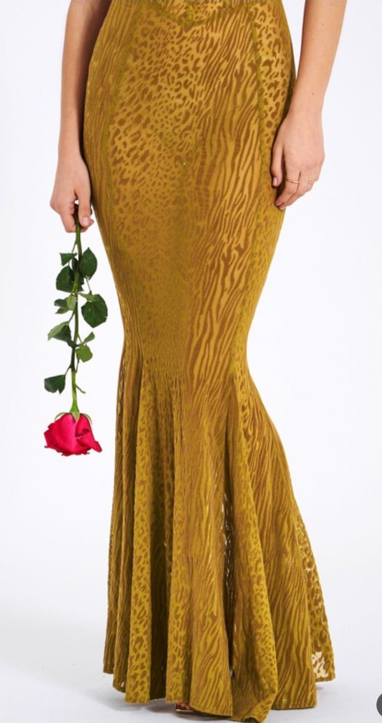 MISS CIRCLE ULANI VELVET MESH MAXI DRESS