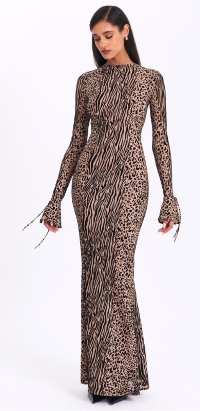 MISS CIRCLE WAYLYNN BURNOUT BACKLESS MAXI DRESS