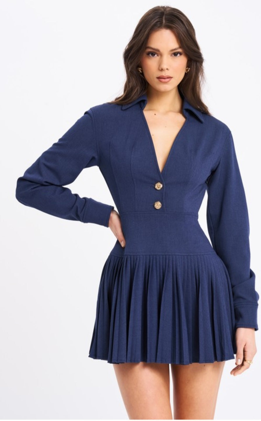 MISS CIRCLE VALERIE PLEATED MINI DRESS