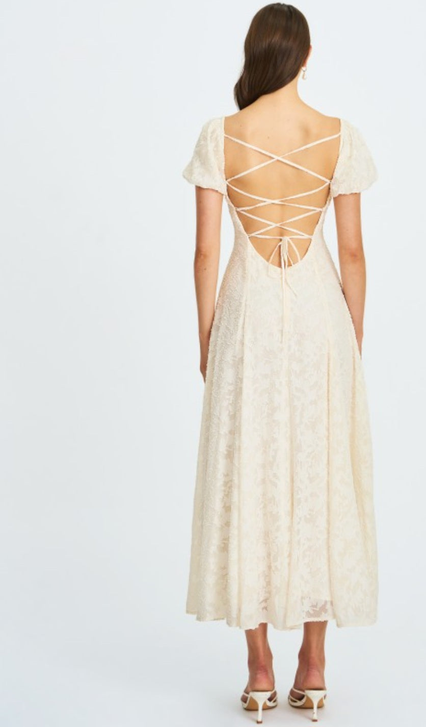 MISS CIRCLE PANDORA BUBBLE SLEEVE BACKLESS MAXI DRESS
