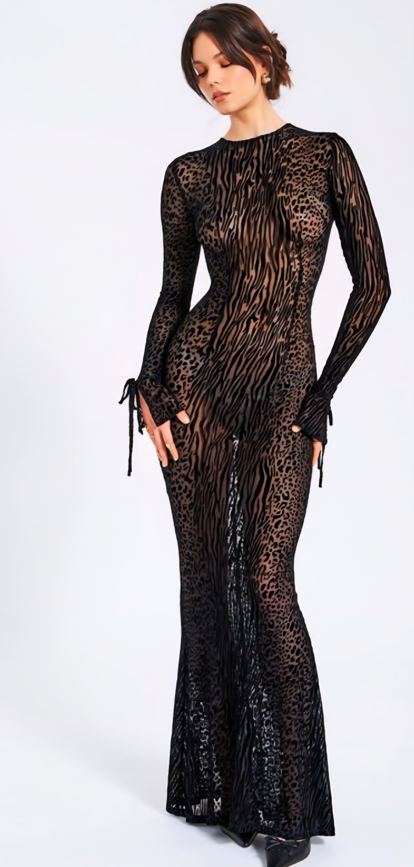 MISS CIRCLE WAYLYNN BURNOUT BACKLESS MAXI DRESS