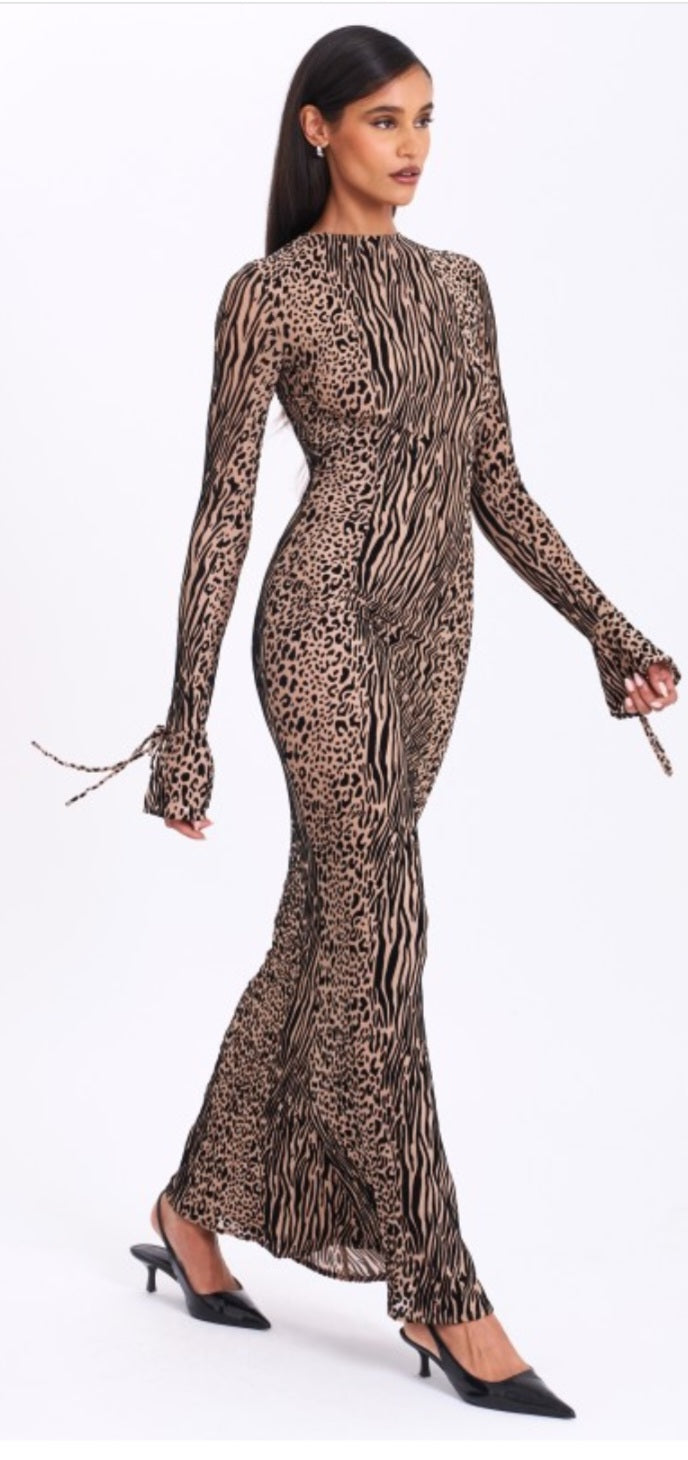 MISS CIRCLE WAYLYNN BURNOUT BACKLESS MAXI DRESS