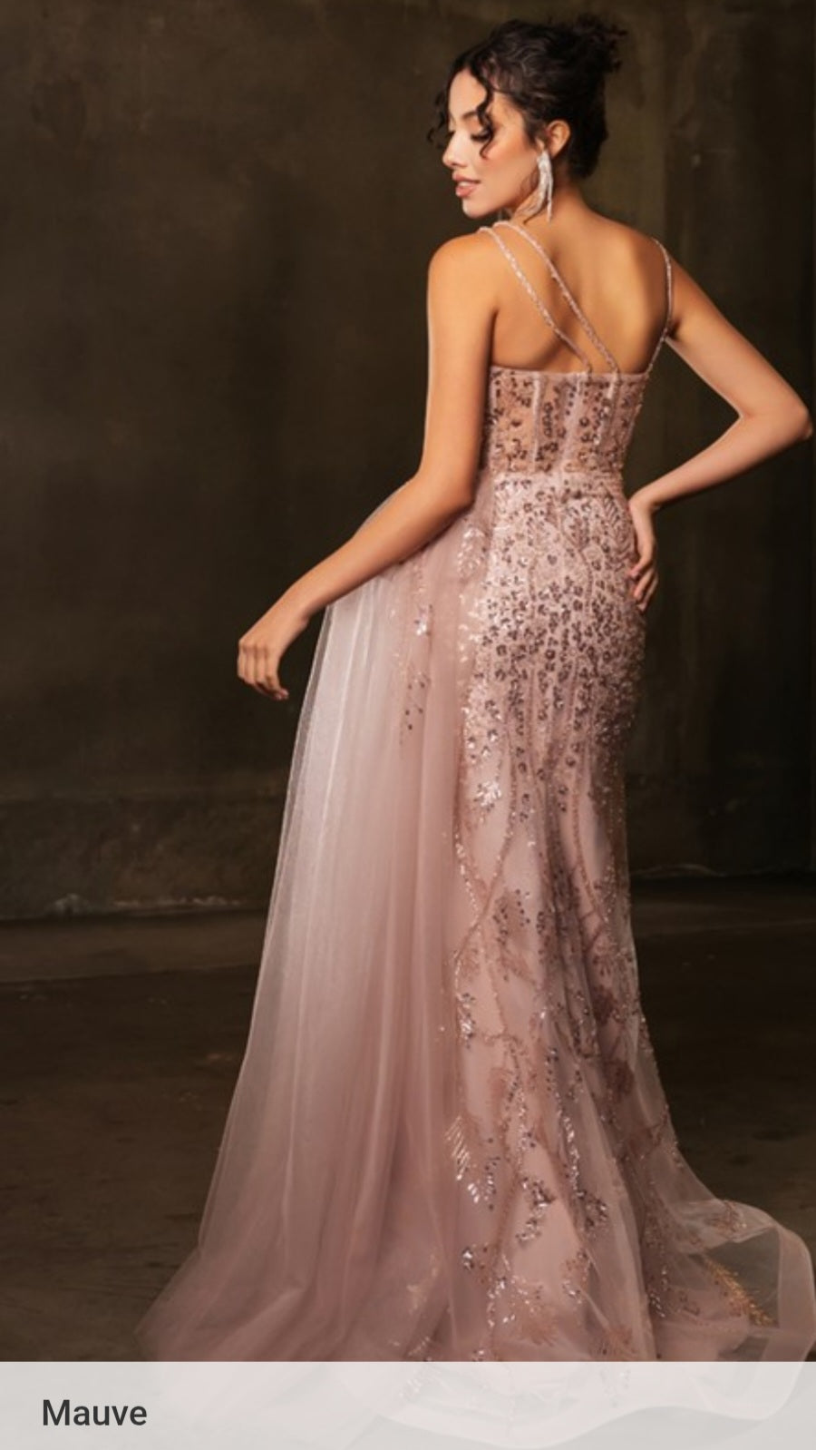 SLEEVELESS BEADED DRAPE SHEATH GOWN