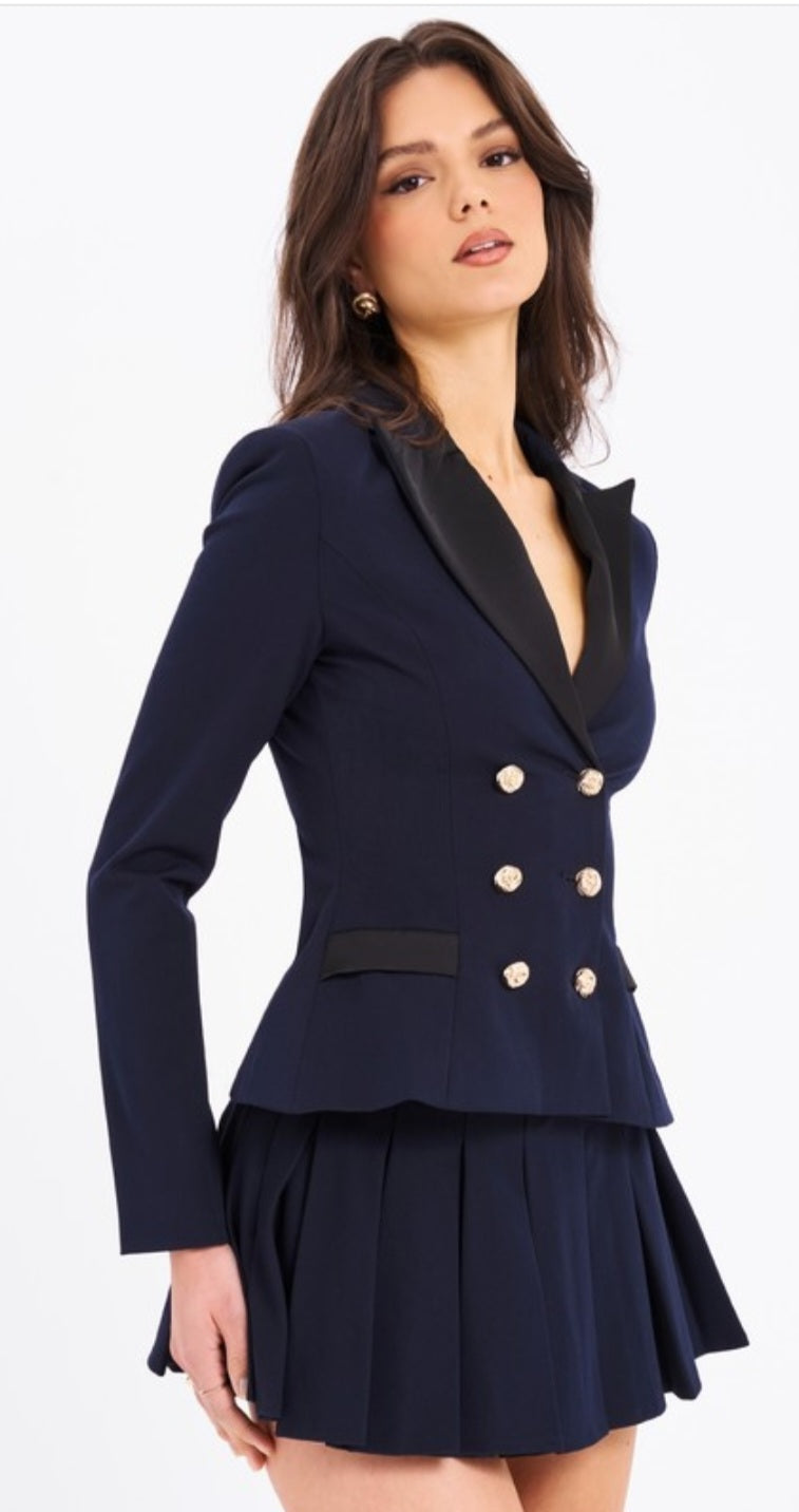 MISS CIRCLE NASIA DOUBLE BREASTED BACKLESS BLAZER