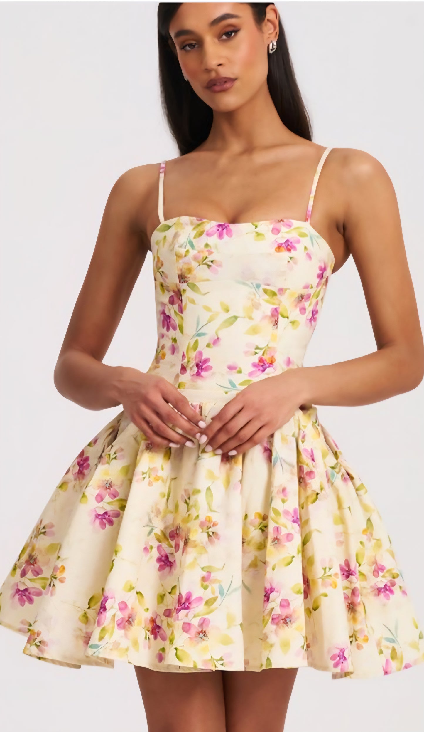 MISS CIRCLE VALDA PRINTED LINEN MINI DRESS