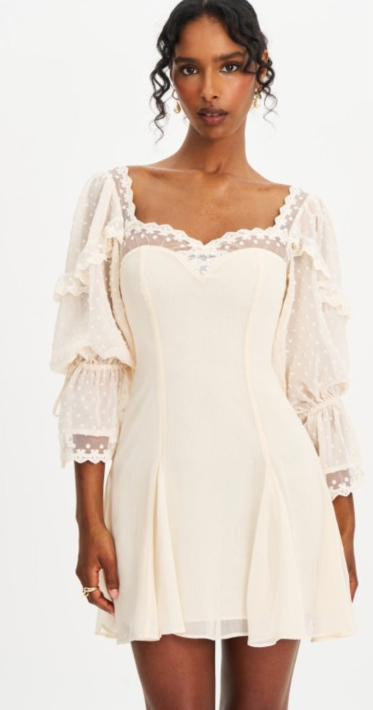 MISS CIRCLE ZAKIRA LACE TRIM MINI DRESS