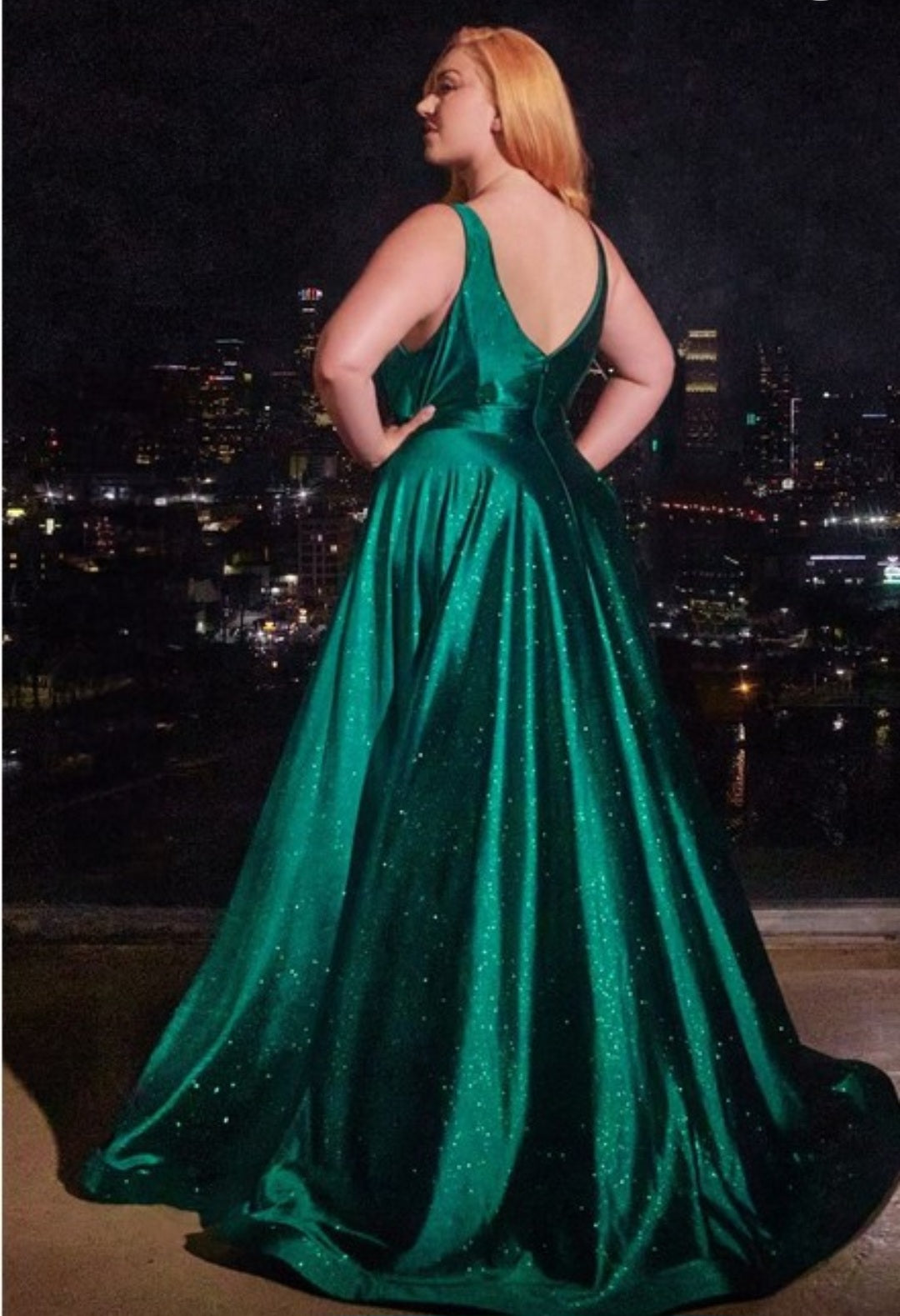 GLITTER SATIN A LINE GOWN