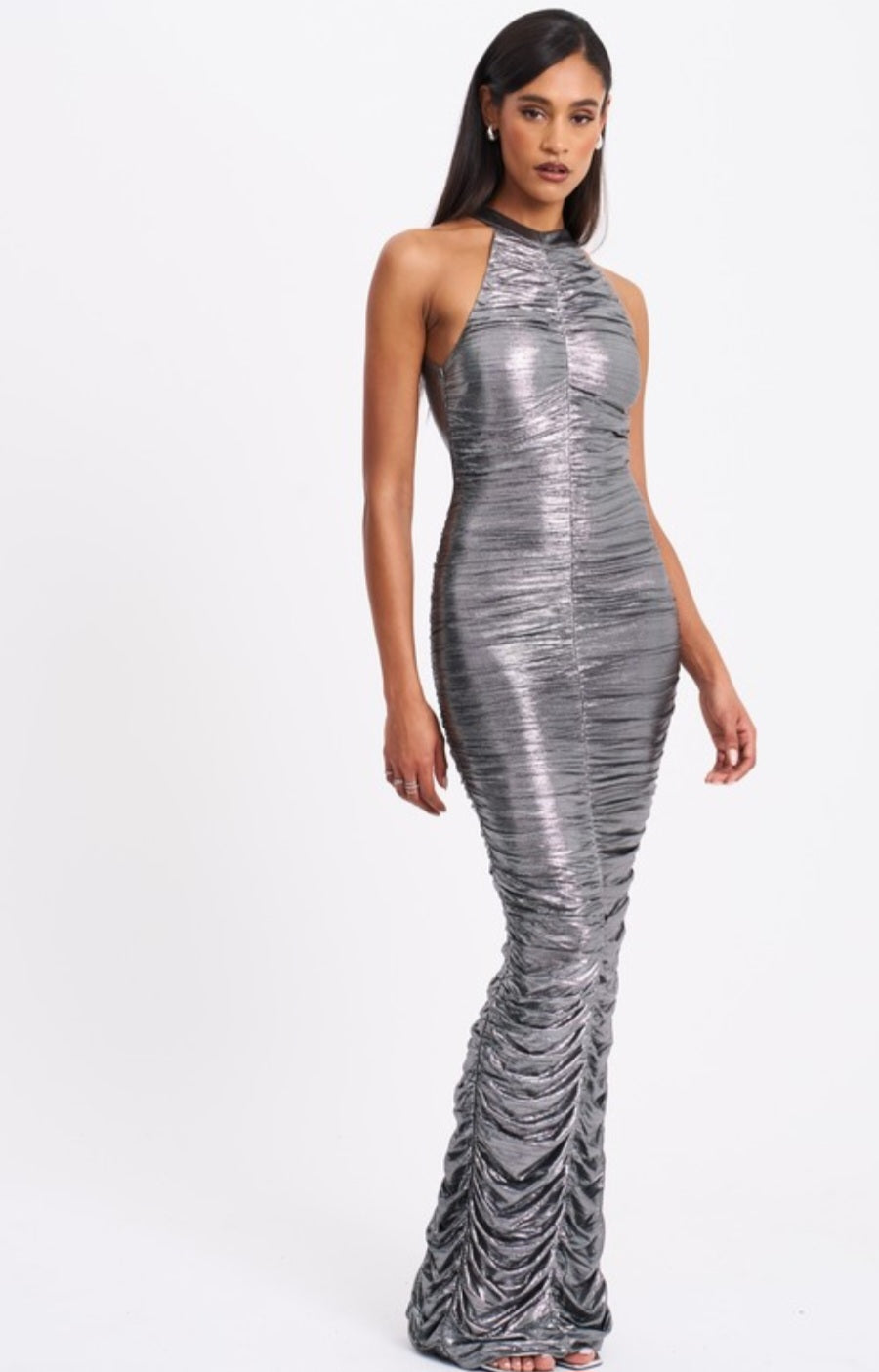 MISS CIRCLE ABRIL RUCHED BACKLESS GOWN