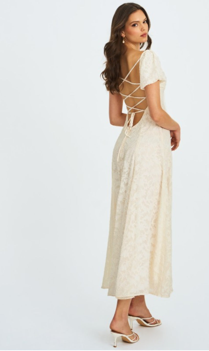 MISS CIRCLE PANDORA BUBBLE SLEEVE BACKLESS MAXI DRESS