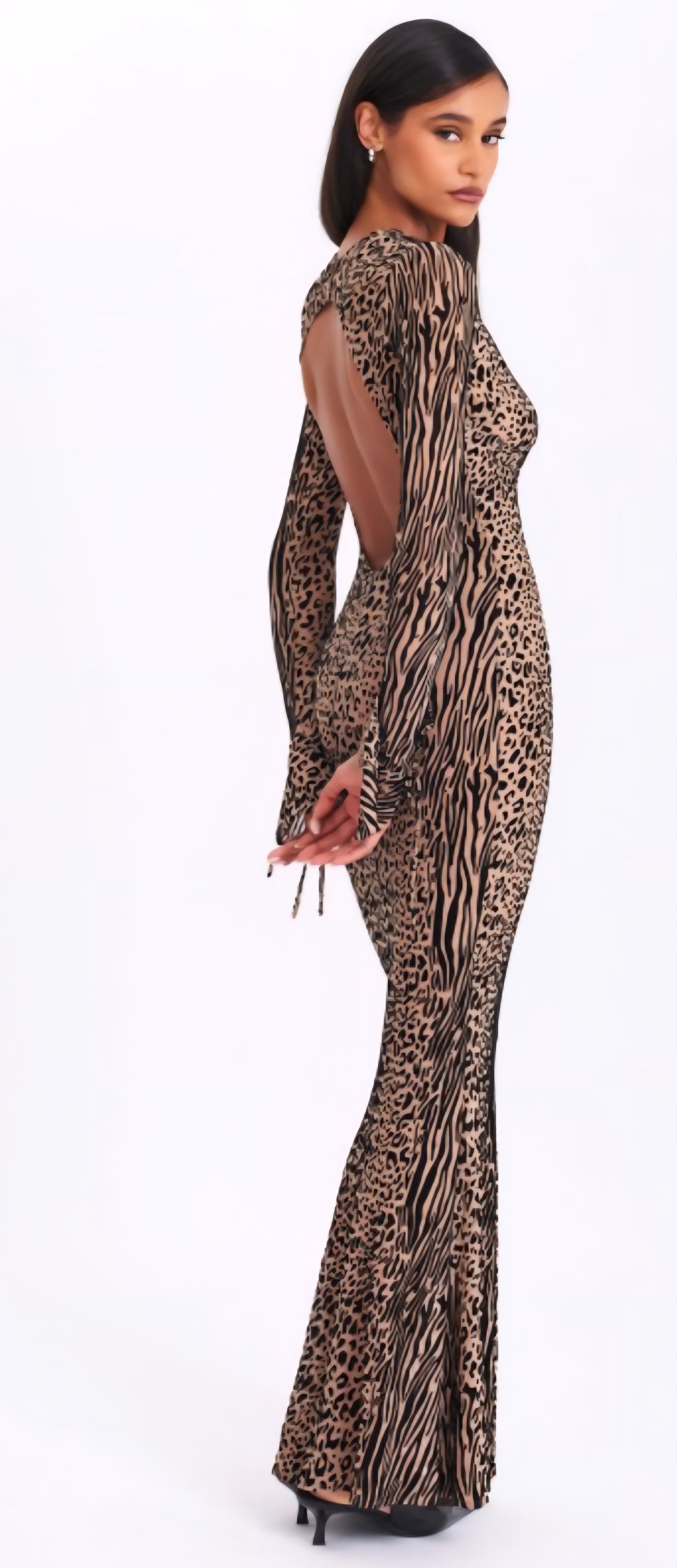 MISS CIRCLE WAYLYNN BURNOUT BACKLESS MAXI DRESS