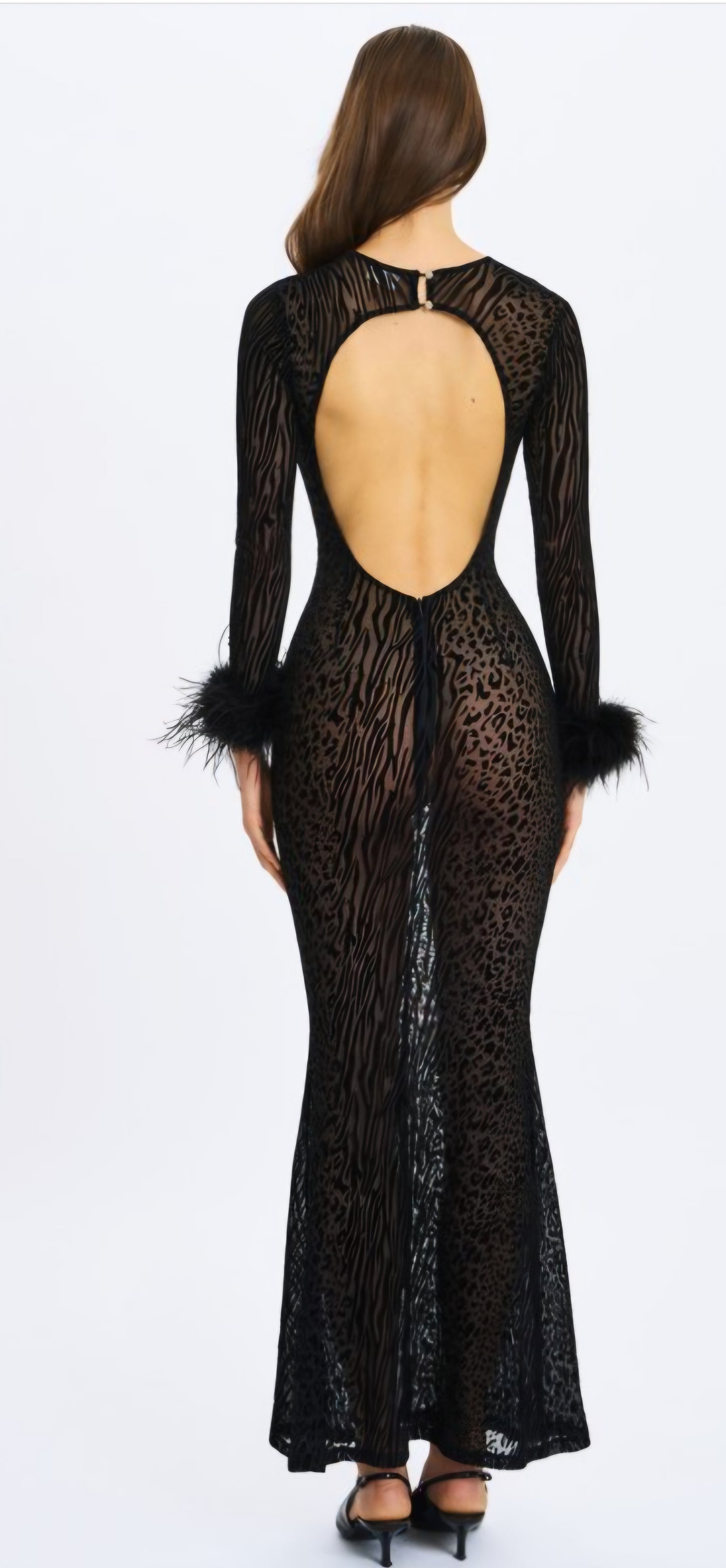 MISS CIRCLE PATRICIA LEOPARD PRINT BACKLESS MAXI DRESS