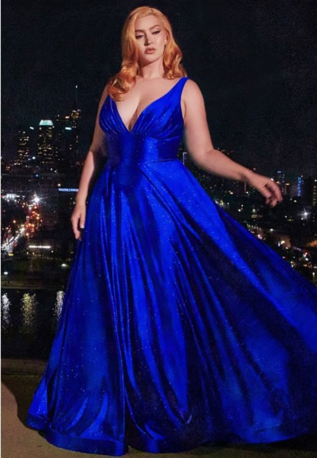 GLITTER SATIN A LINE GOWN