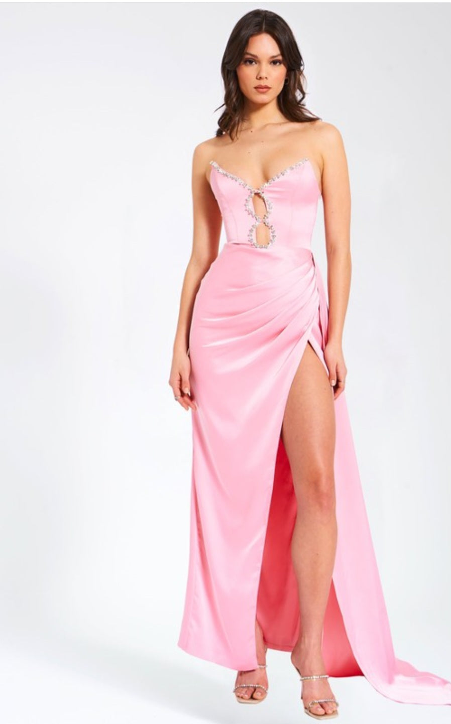 MISS CIRCLE MARILYN EMBELLISHED HIGH SLIT GOWN