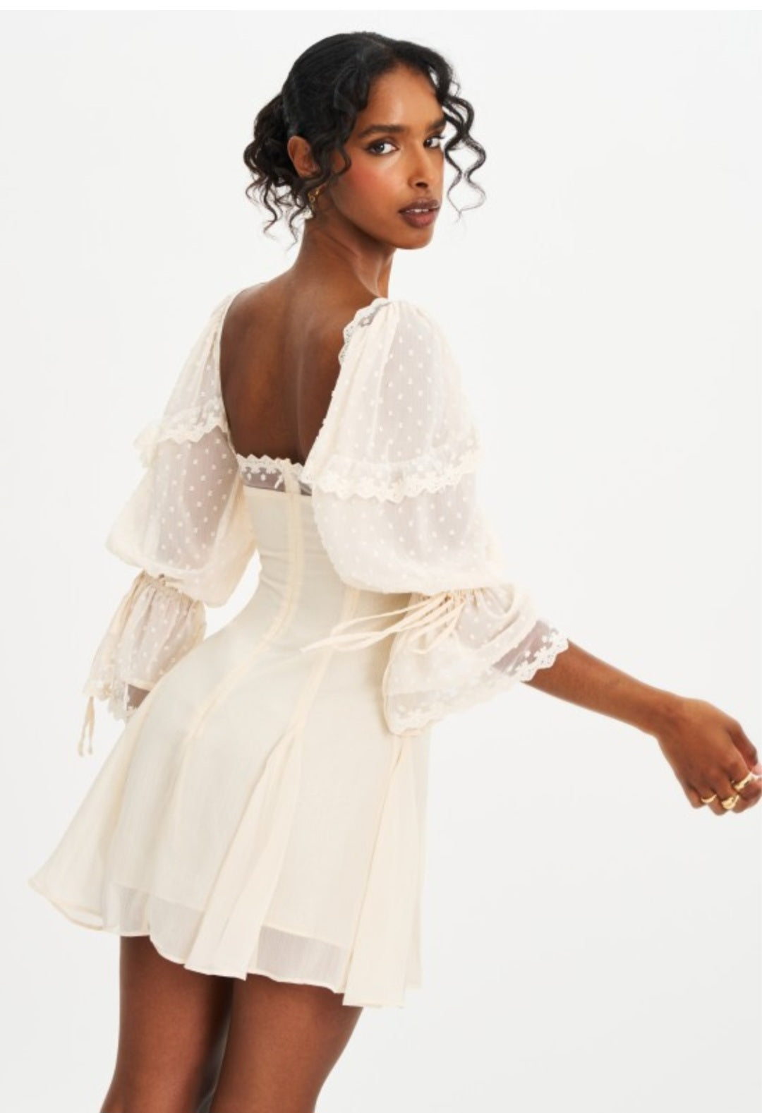 MISS CIRCLE ZAKIRA LACE TRIM MINI DRESS