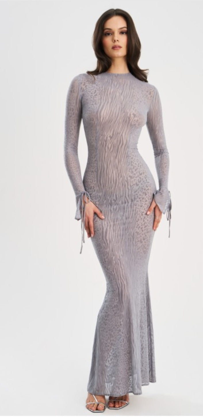 MISS CIRCLE WAYLYNN BURNOUT BACKLESS MAXI DRESS