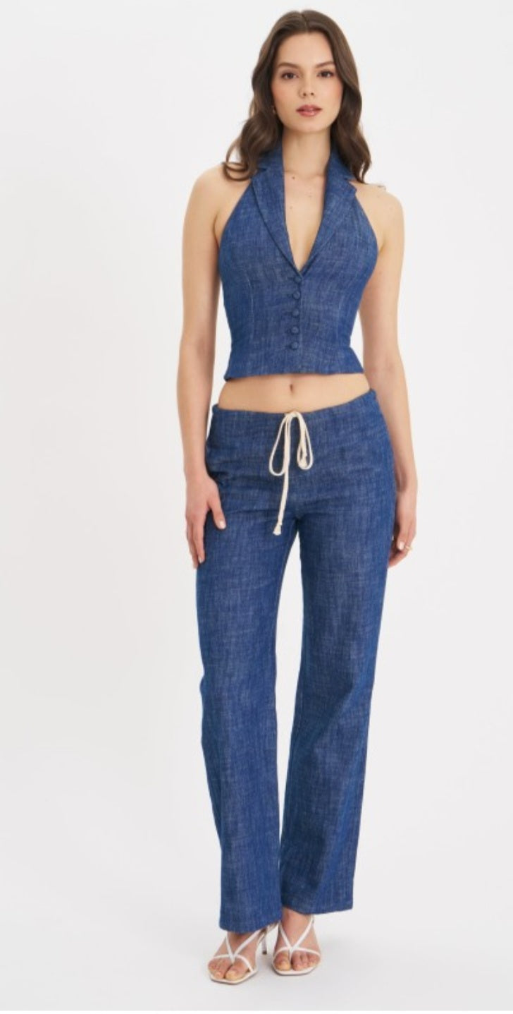 RAFAELLA COTTON DENIM STRAIGHT LEG PANTS