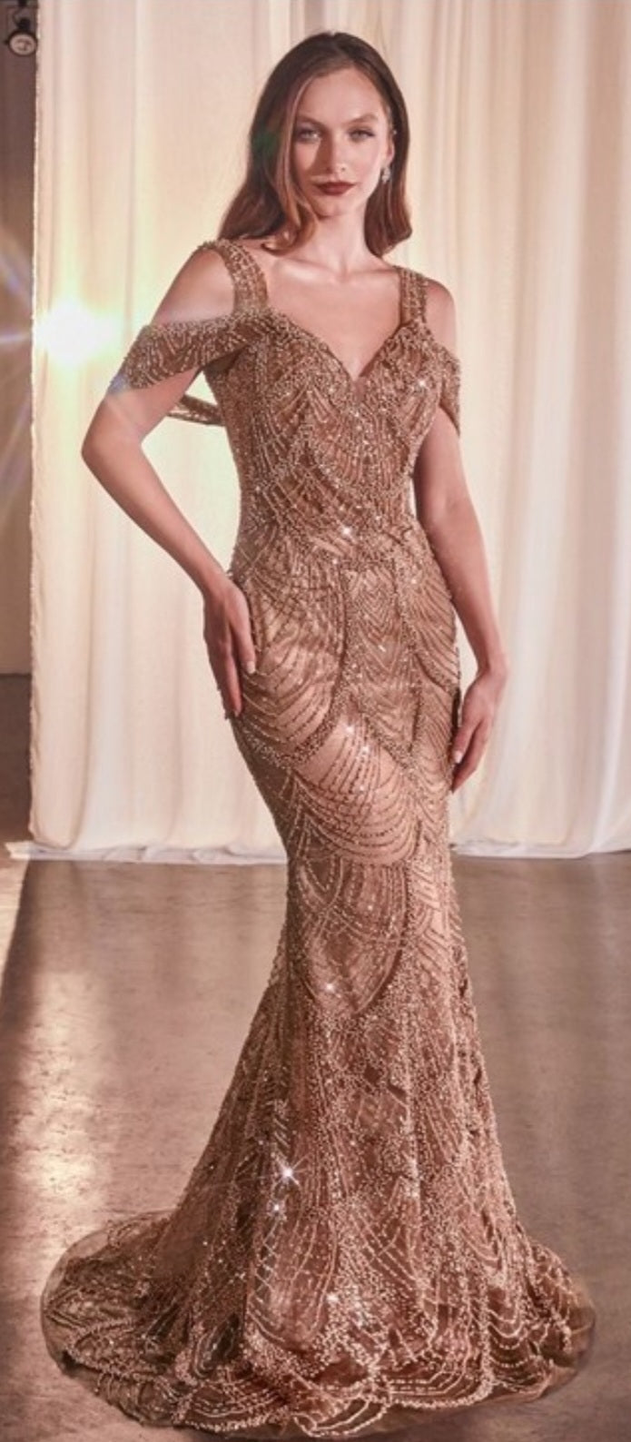 BEADED FITTED GOWN