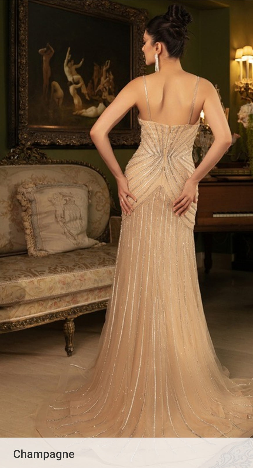 BEADED MERMAID GOWN WITH DRAMATIC CAPE