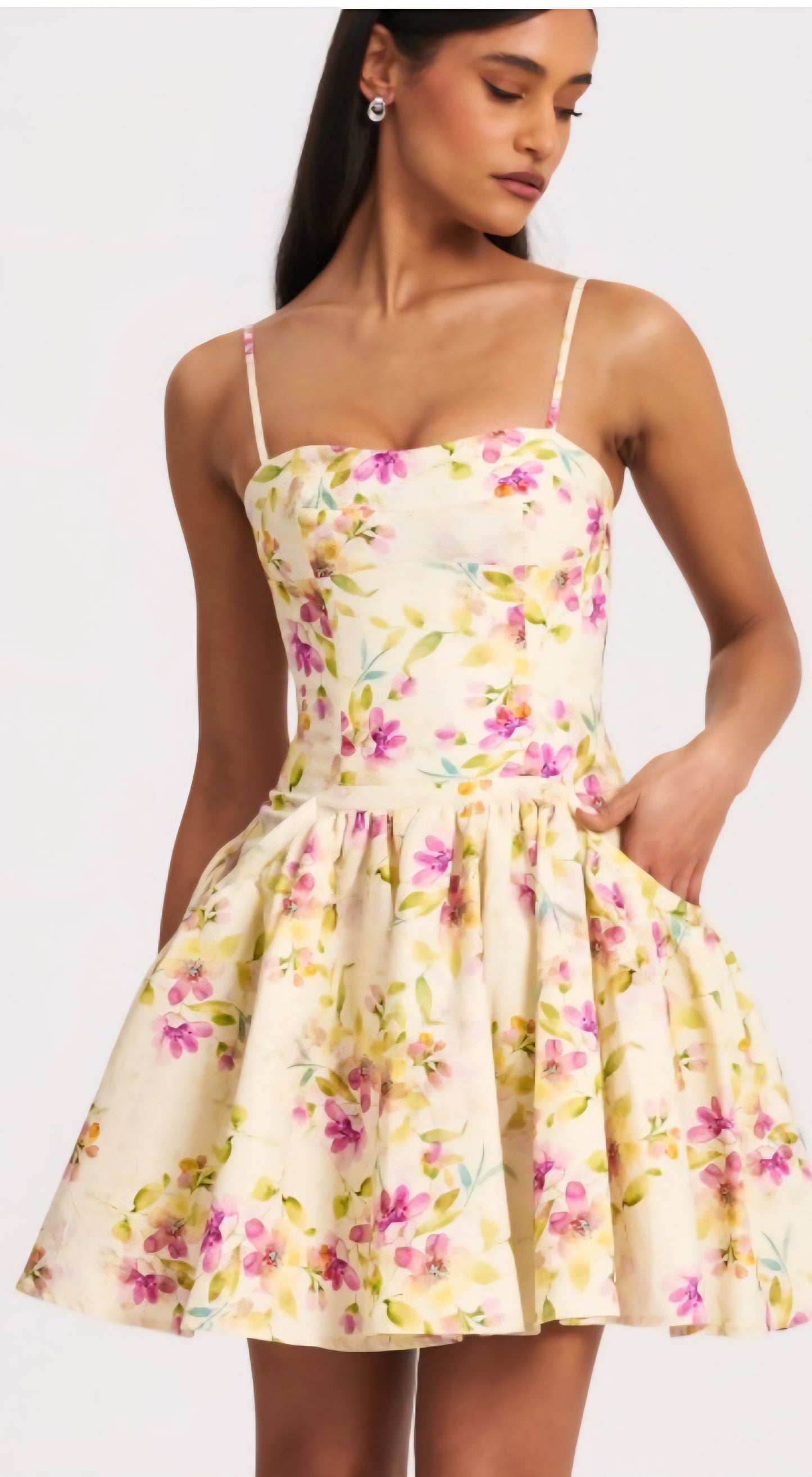 MISS CIRCLE VALDA PRINTED LINEN MINI DRESS
