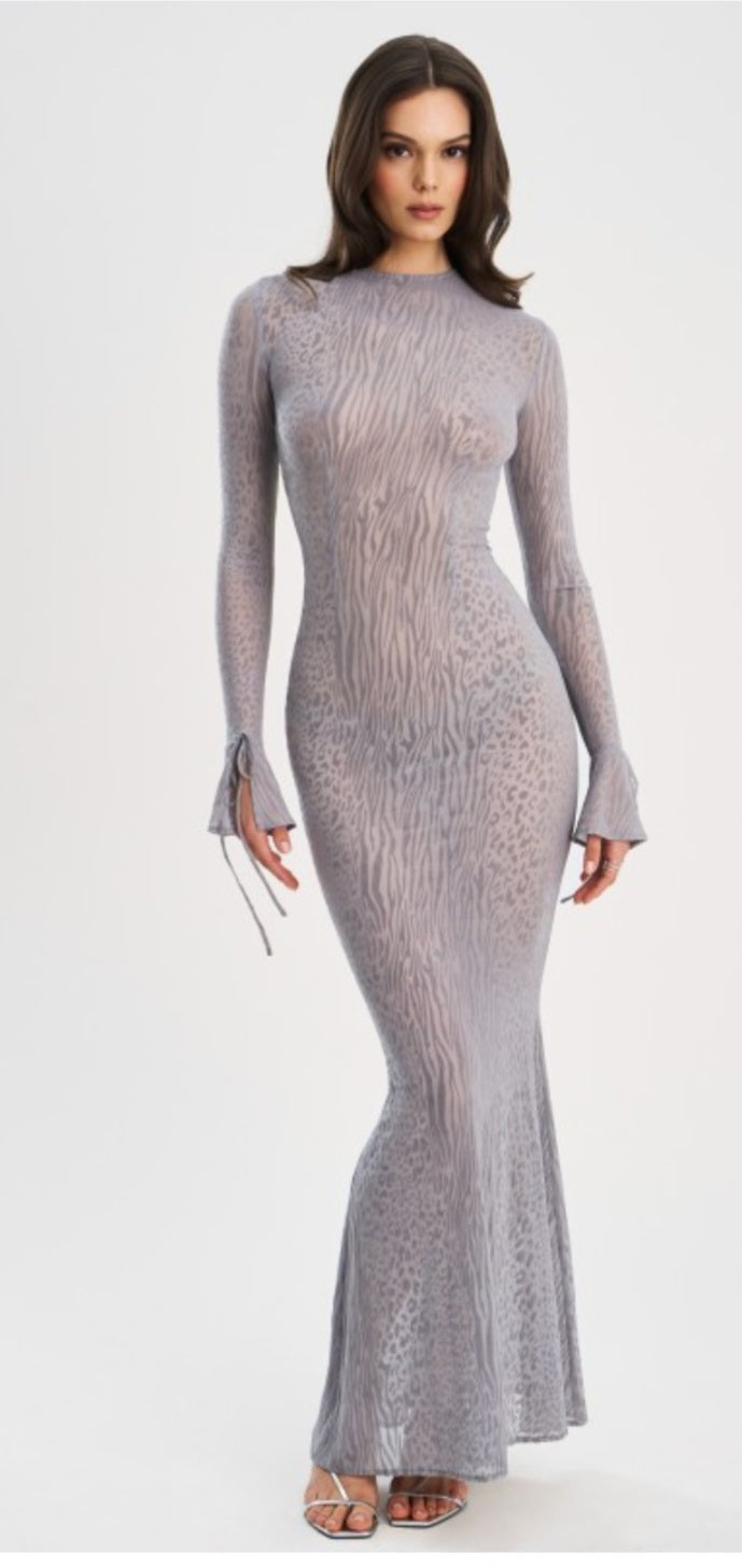 MISS CIRCLE WAYLYNN BURNOUT BACKLESS MAXI DRESS