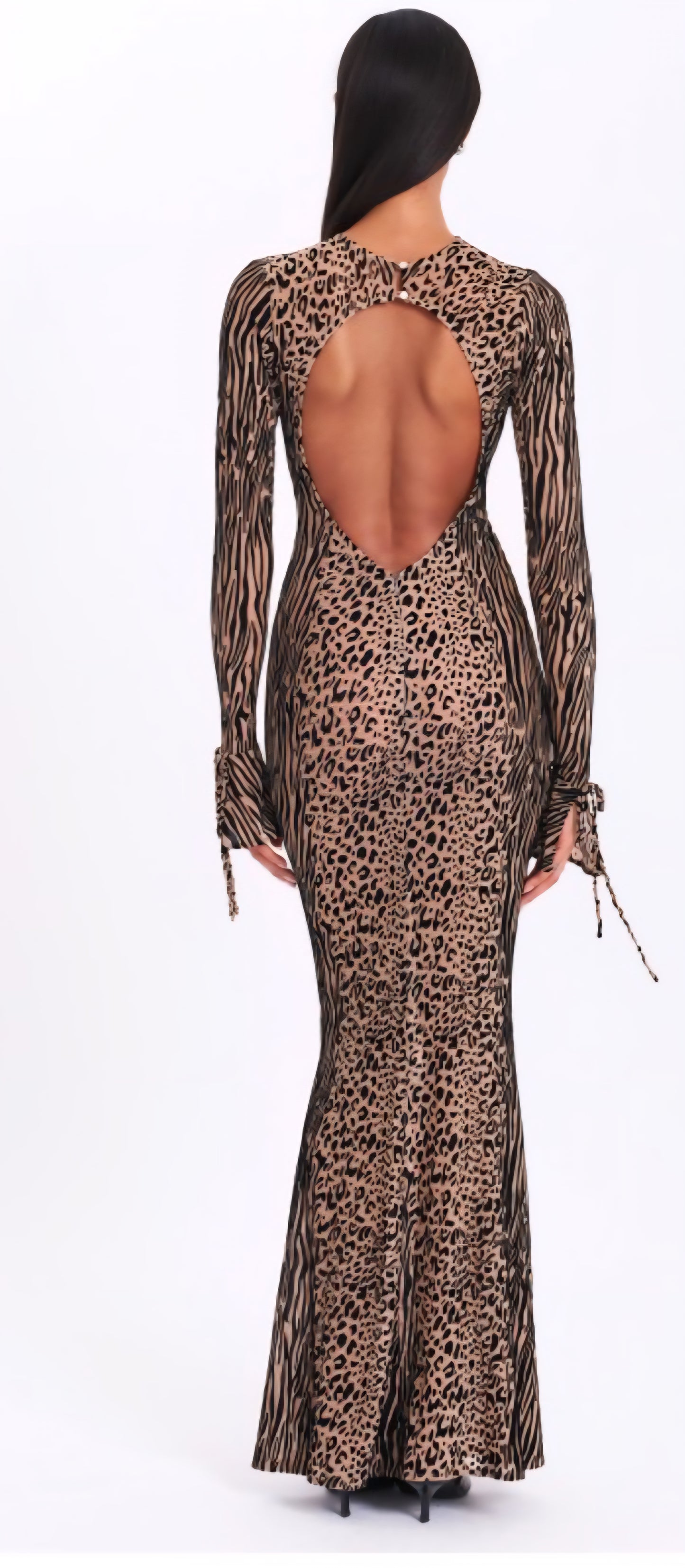 MISS CIRCLE WAYLYNN BURNOUT BACKLESS MAXI DRESS