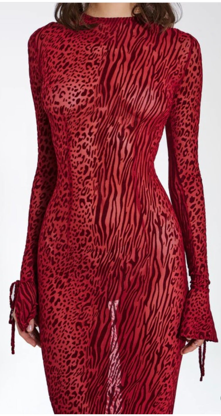 MISS CIRCLE WAYLYNN BURNOUT BACKLESS MAXI DRESS
