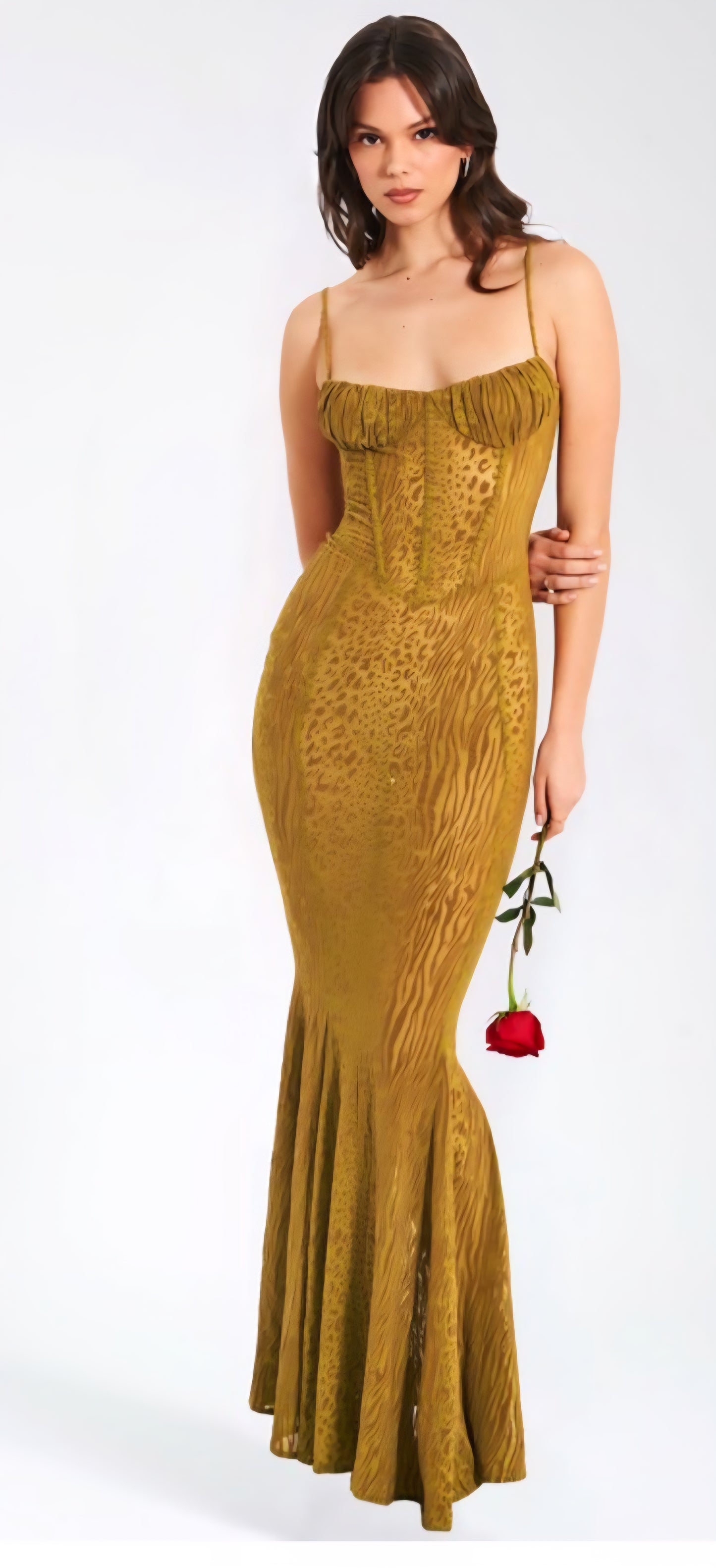 MISS CIRCLE ULANI VELVET MESH MAXI DRESS