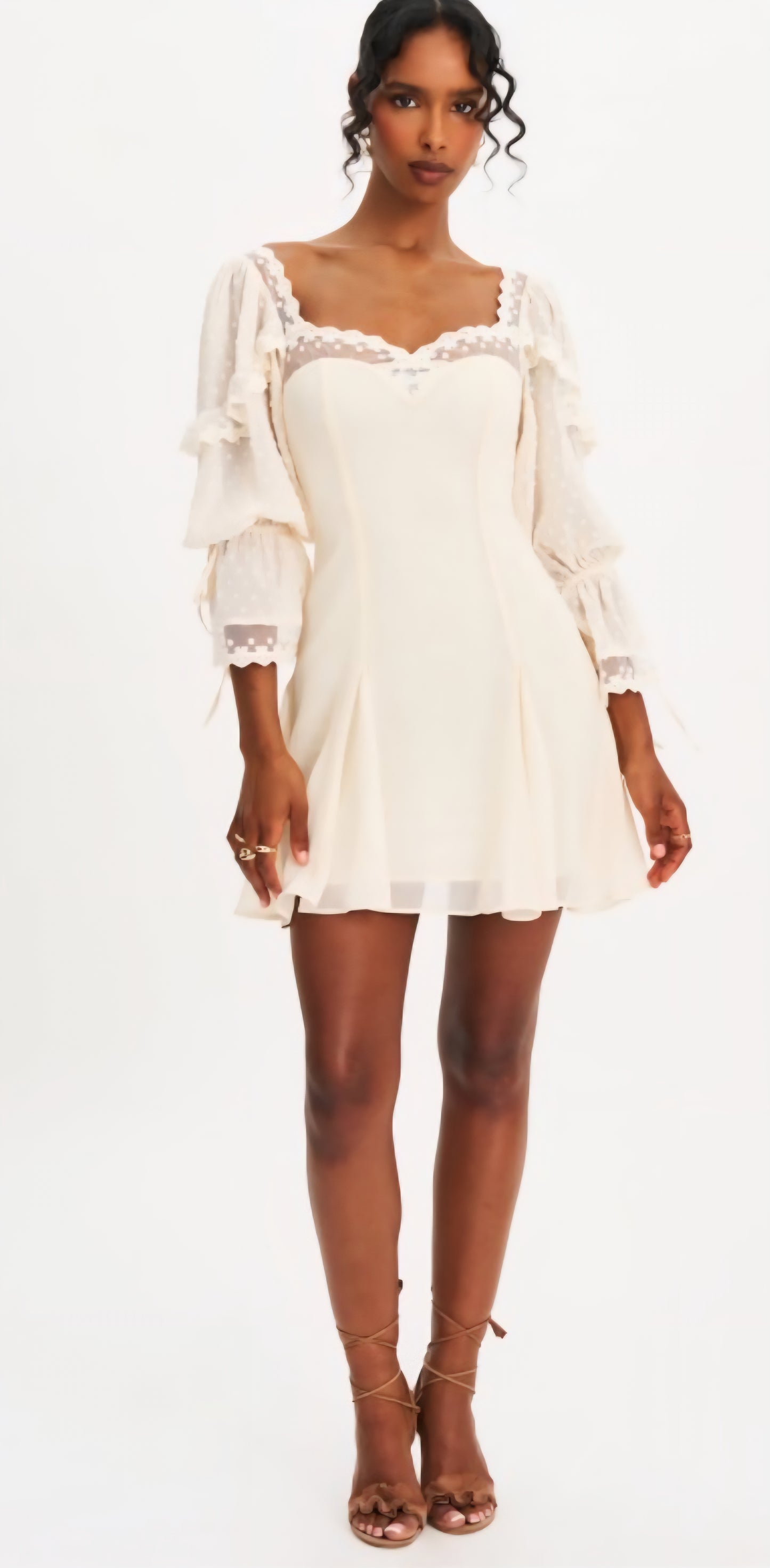 MISS CIRCLE ZAKIRA LACE TRIM MINI DRESS