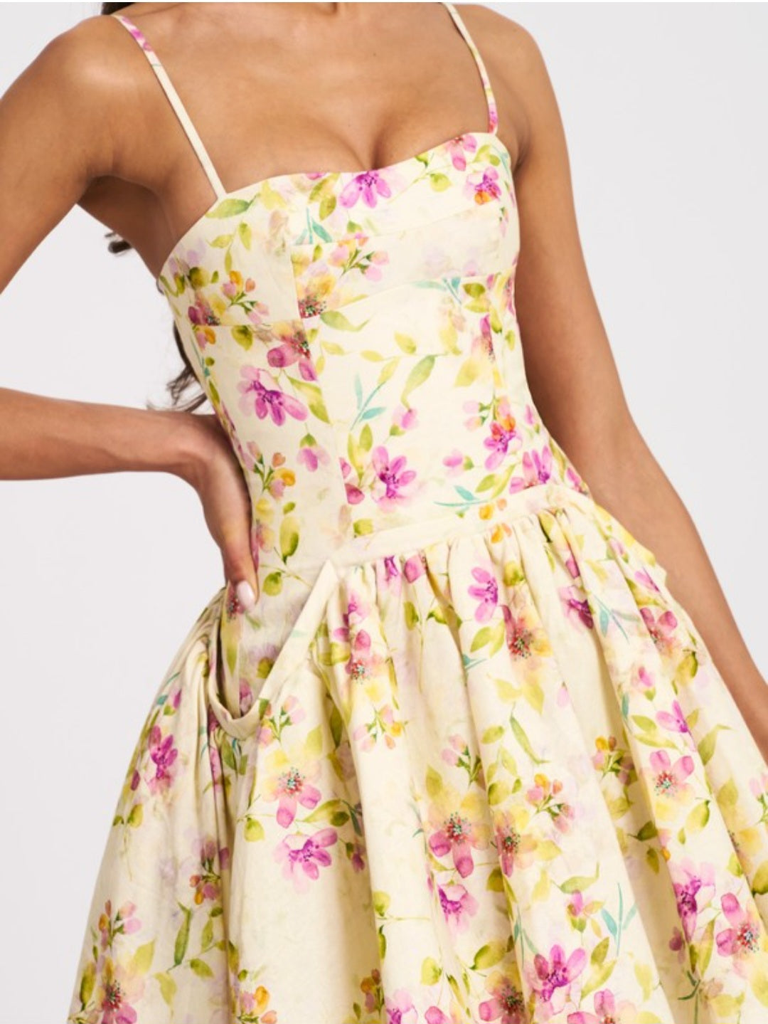 MISS CIRCLE VALDA PRINTED LINEN MINI DRESS
