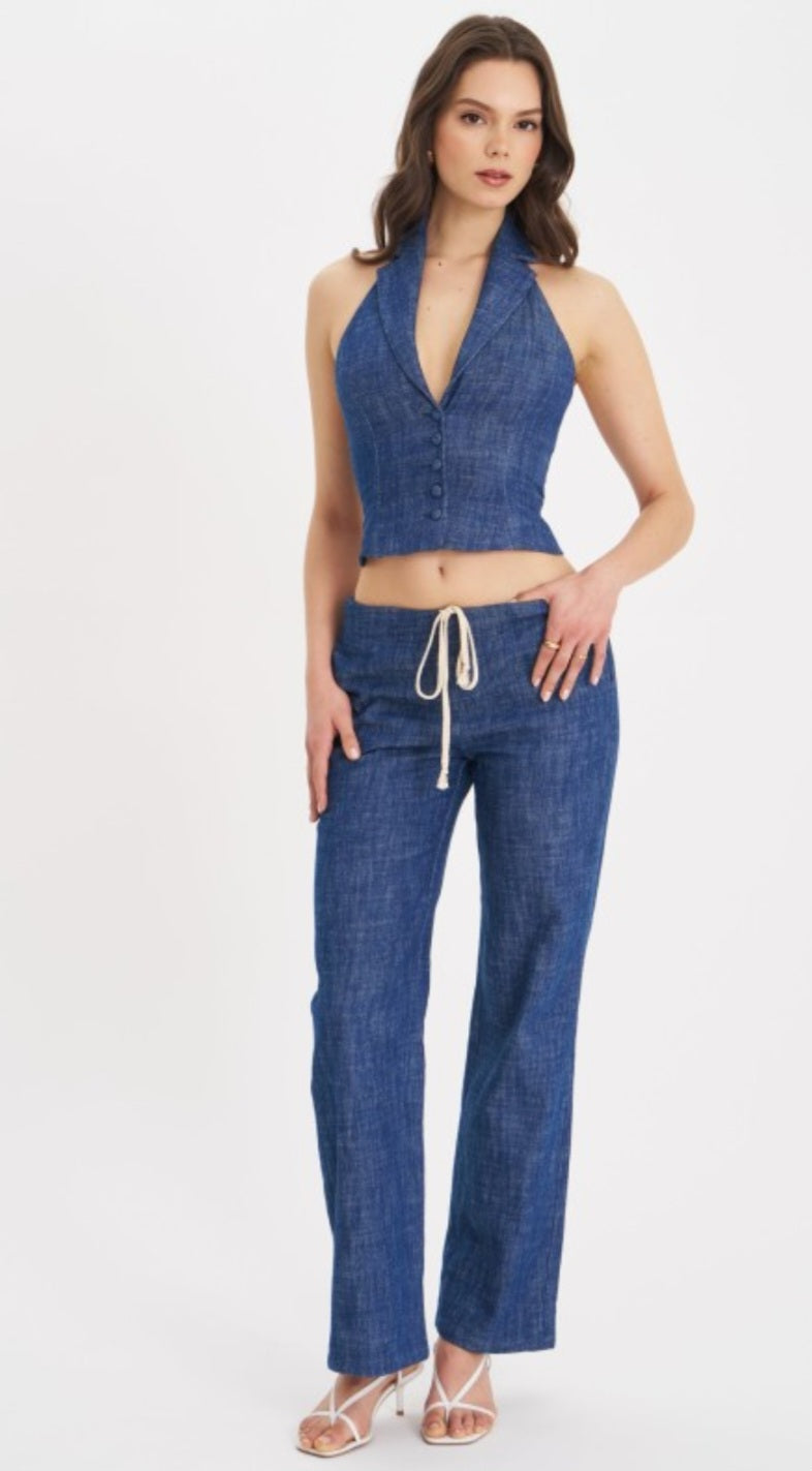 RAFAELLA COTTON DENIM STRAIGHT LEG PANTS