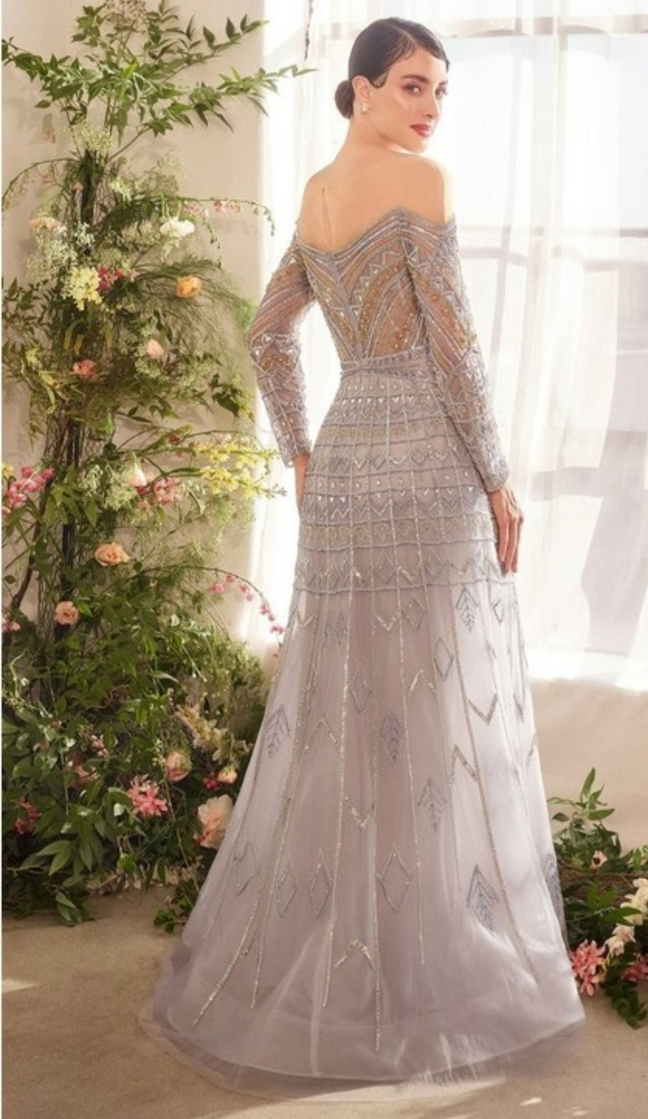 BYZANTINE BEADED LONG SLEEVE GOWN