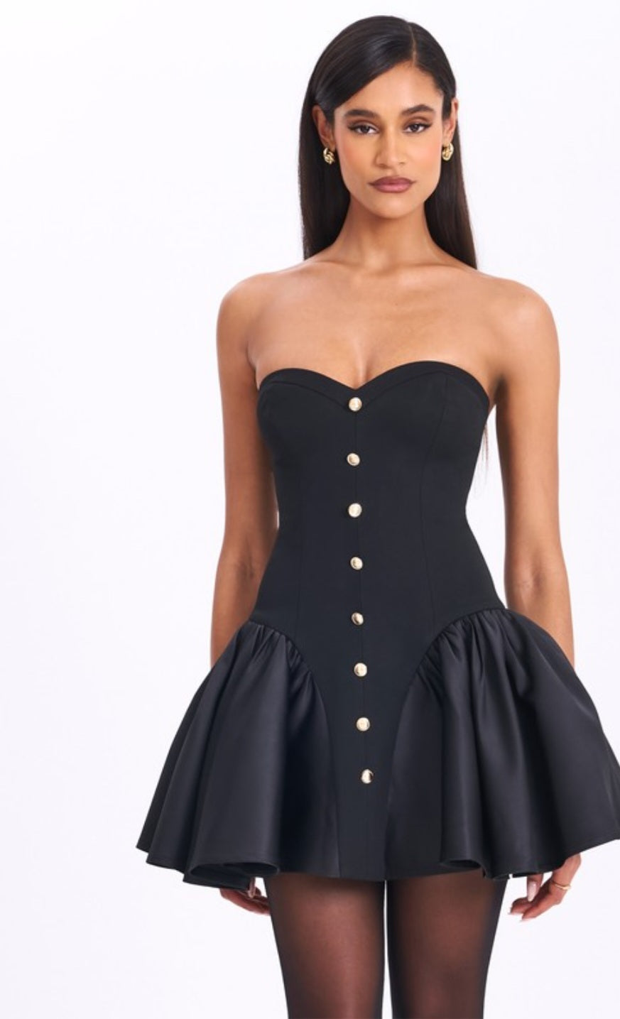 MISS CIRCLE KADEN DROP WAIST MINI PUFFY DRESS