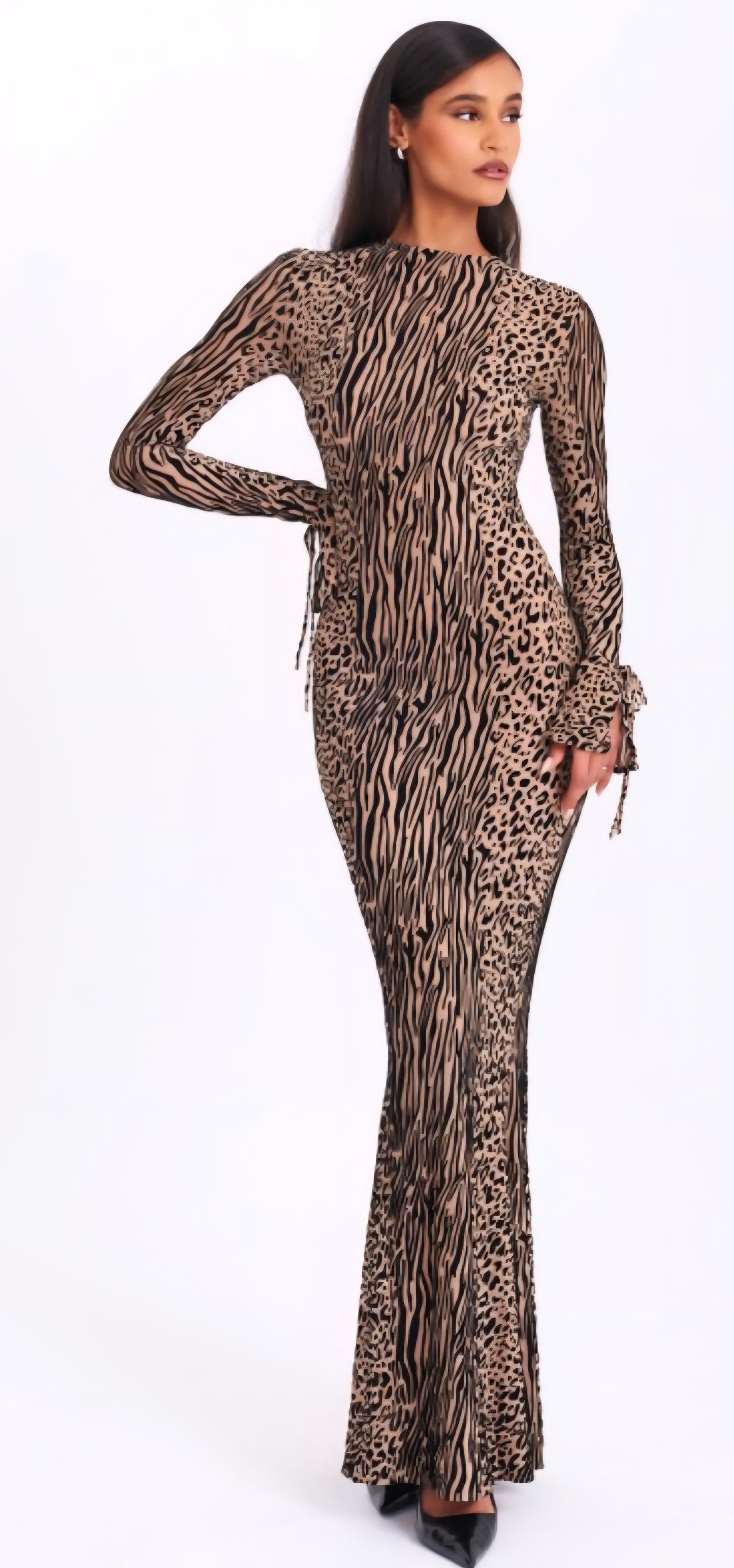MISS CIRCLE WAYLYNN BURNOUT BACKLESS MAXI DRESS