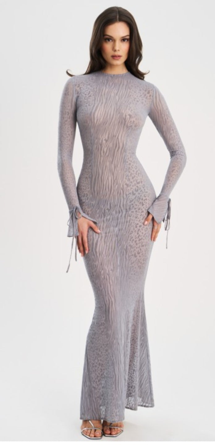 MISS CIRCLE WAYLYNN BURNOUT BACKLESS MAXI DRESS