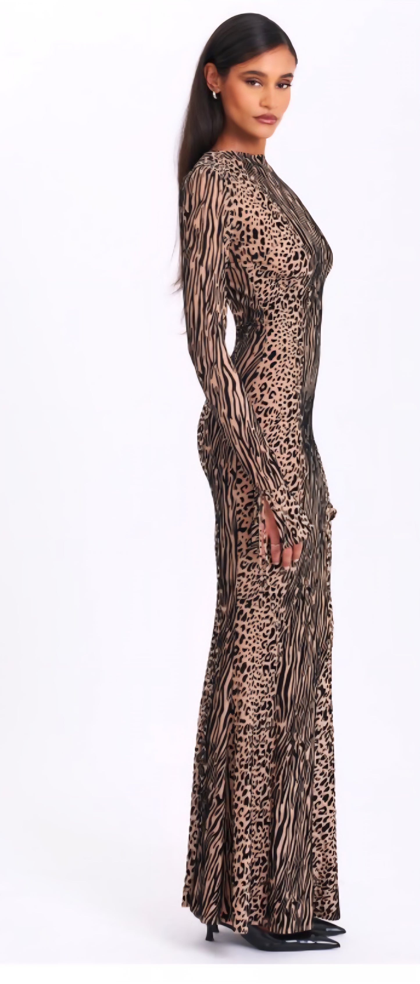 MISS CIRCLE WAYLYNN BURNOUT BACKLESS MAXI DRESS