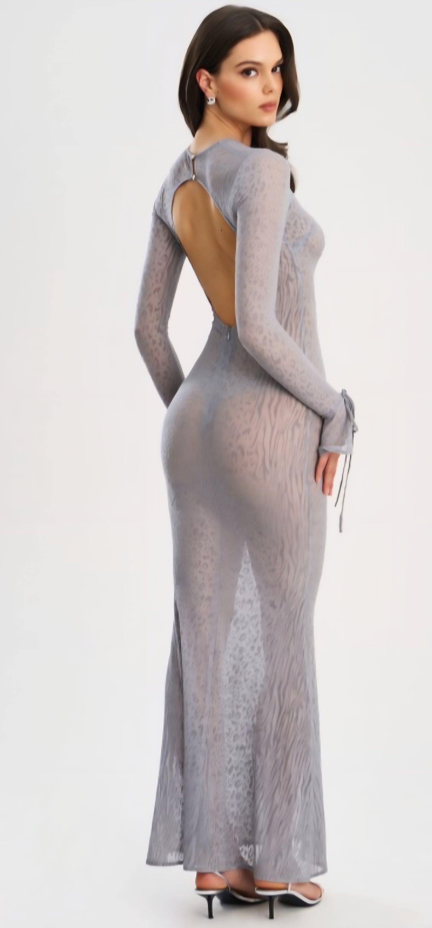 MISS CIRCLE WAYLYNN BURNOUT BACKLESS MAXI DRESS