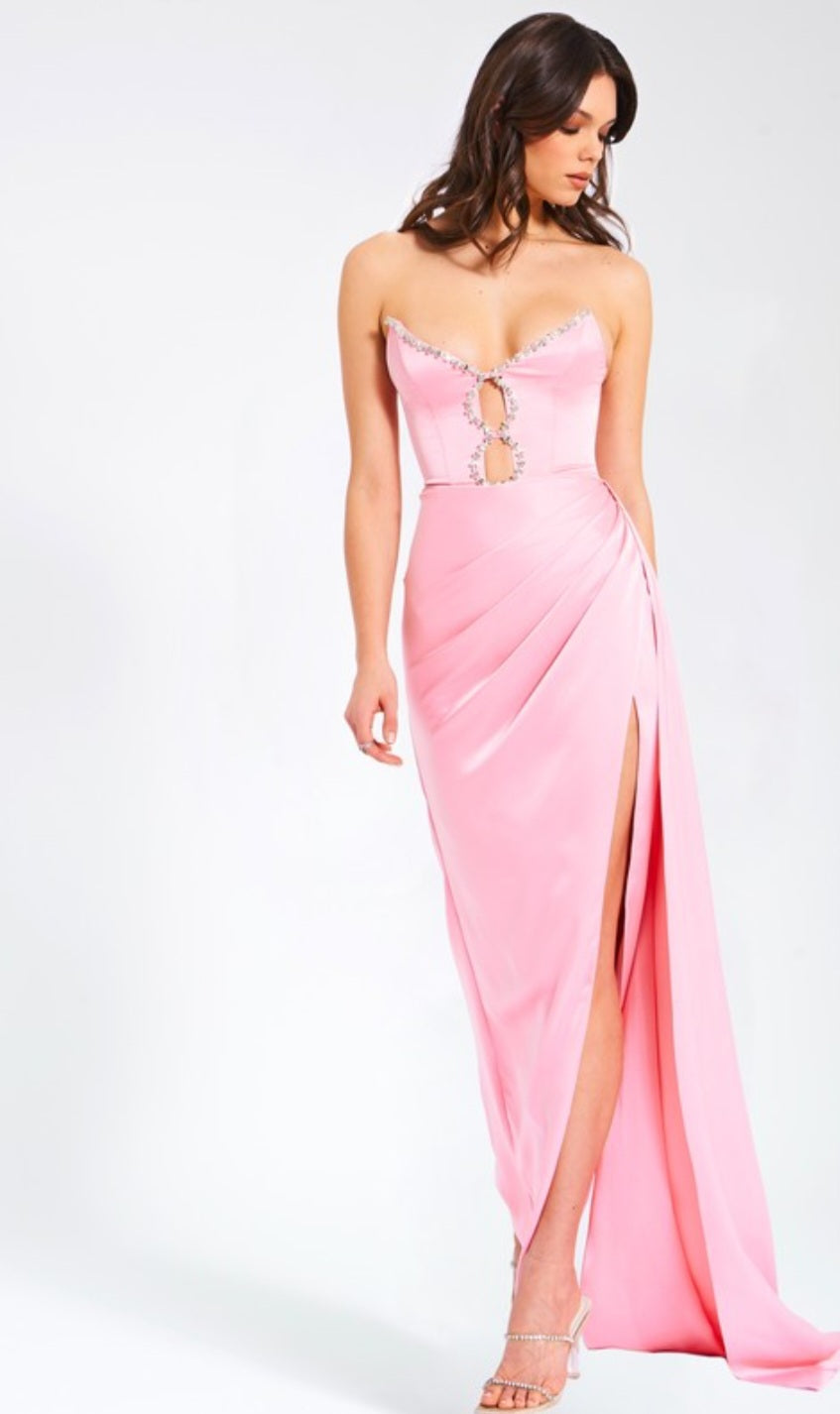 MISS CIRCLE MARILYN EMBELLISHED HIGH SLIT GOWN