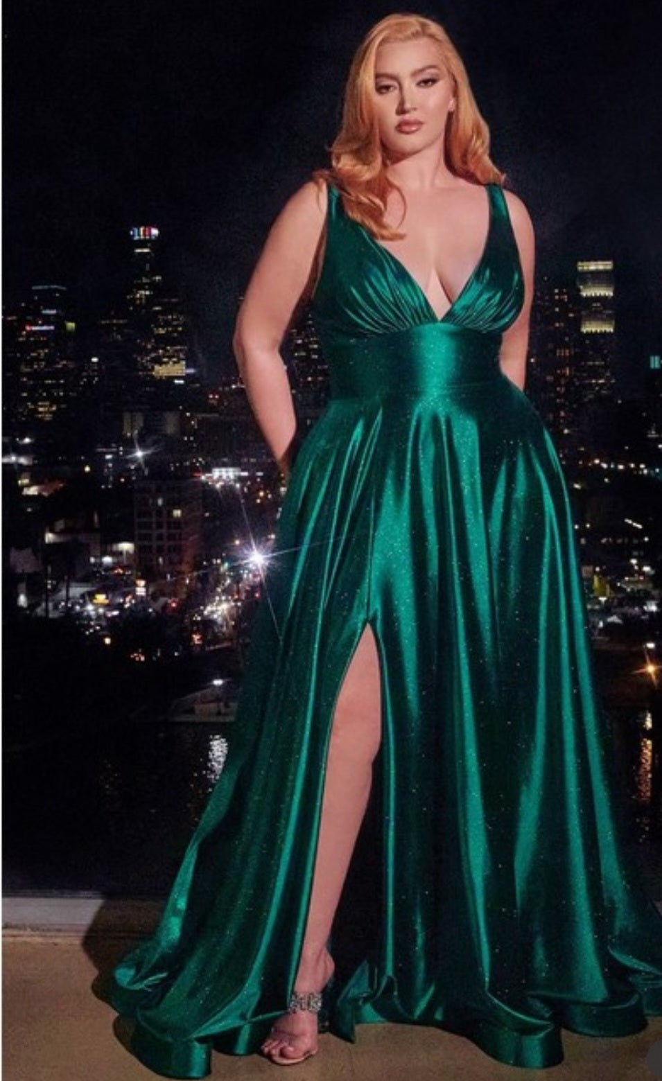 GLITTER SATIN A LINE GOWN