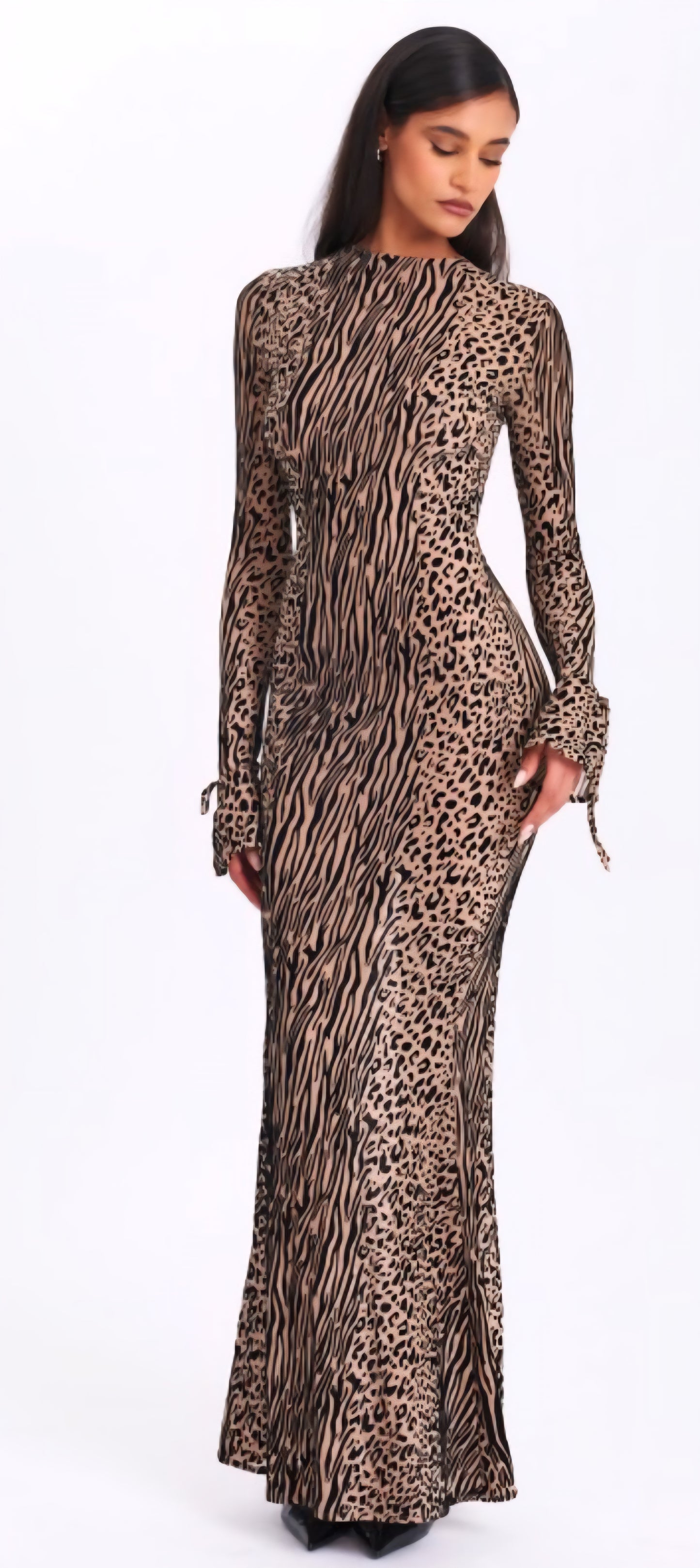 MISS CIRCLE WAYLYNN BURNOUT BACKLESS MAXI DRESS