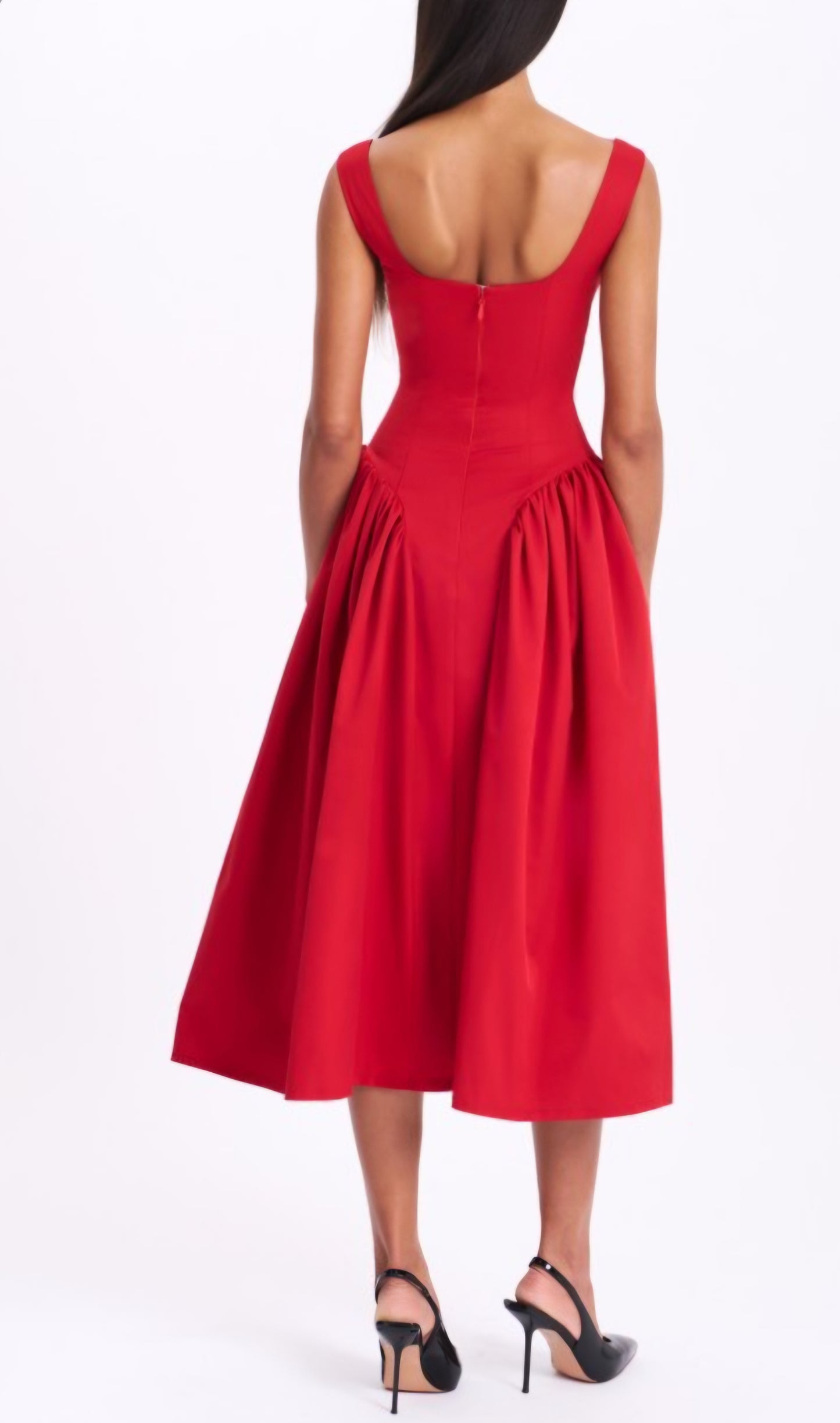 MISS CIRCLE NAHLA DROP WAIST MIDI DRESS WITH BUTTONS