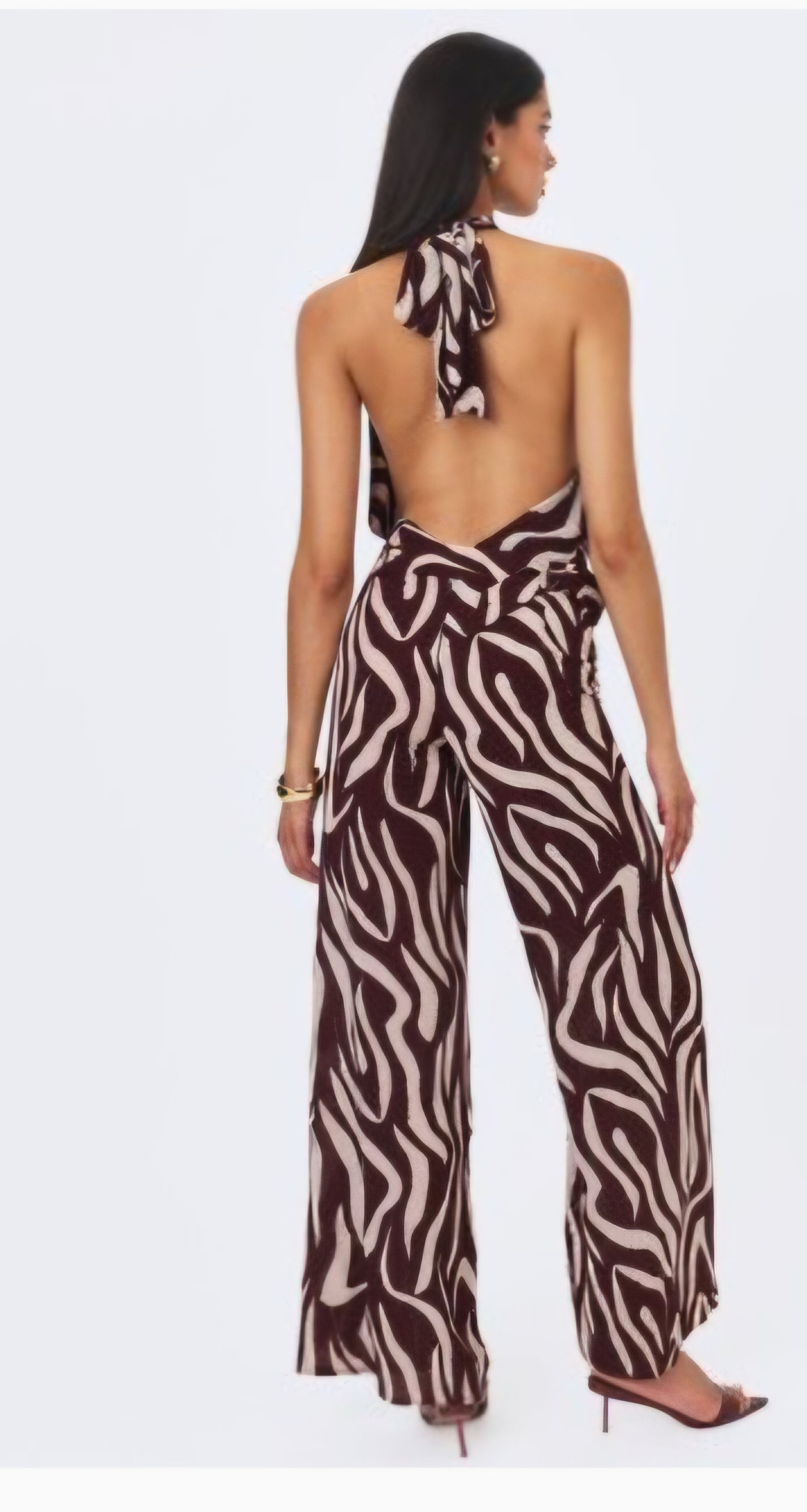 MISS CIRCLE ASHLYN ABSTRACT BELTED JUMPSUIT